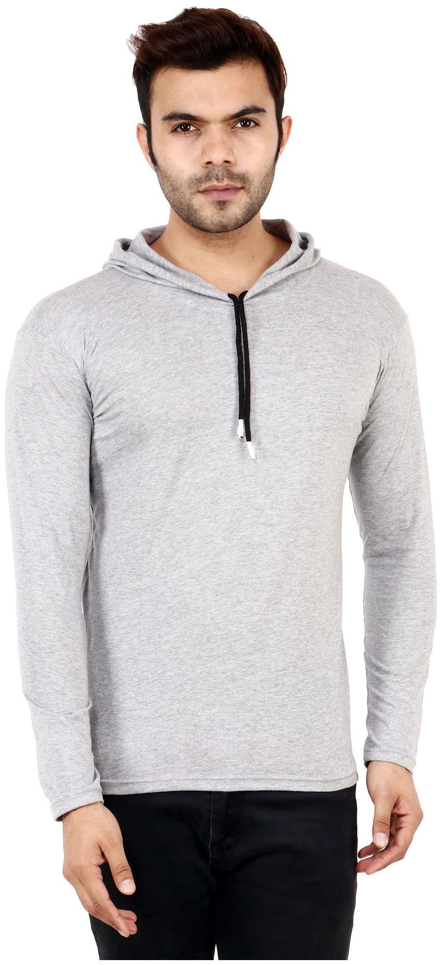 

TJAR Men Grey Regular fit Cotton Blend Hood T-Shirt - Pack Of 1