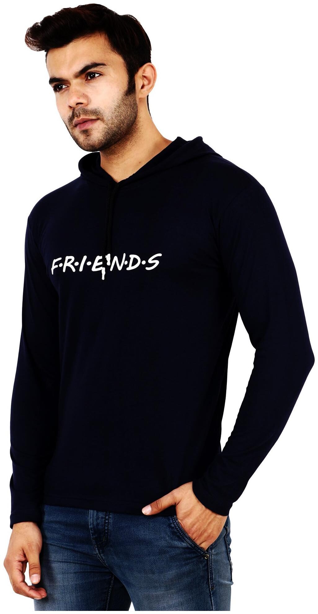 

TJAR Men Black Regular fit Cotton Blend Hood T-Shirt - Pack Of 1