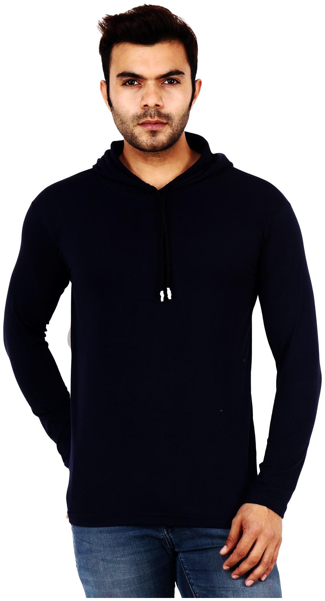 

TJAR Men Black Regular fit Cotton Blend Hood T-Shirt - Pack Of 1