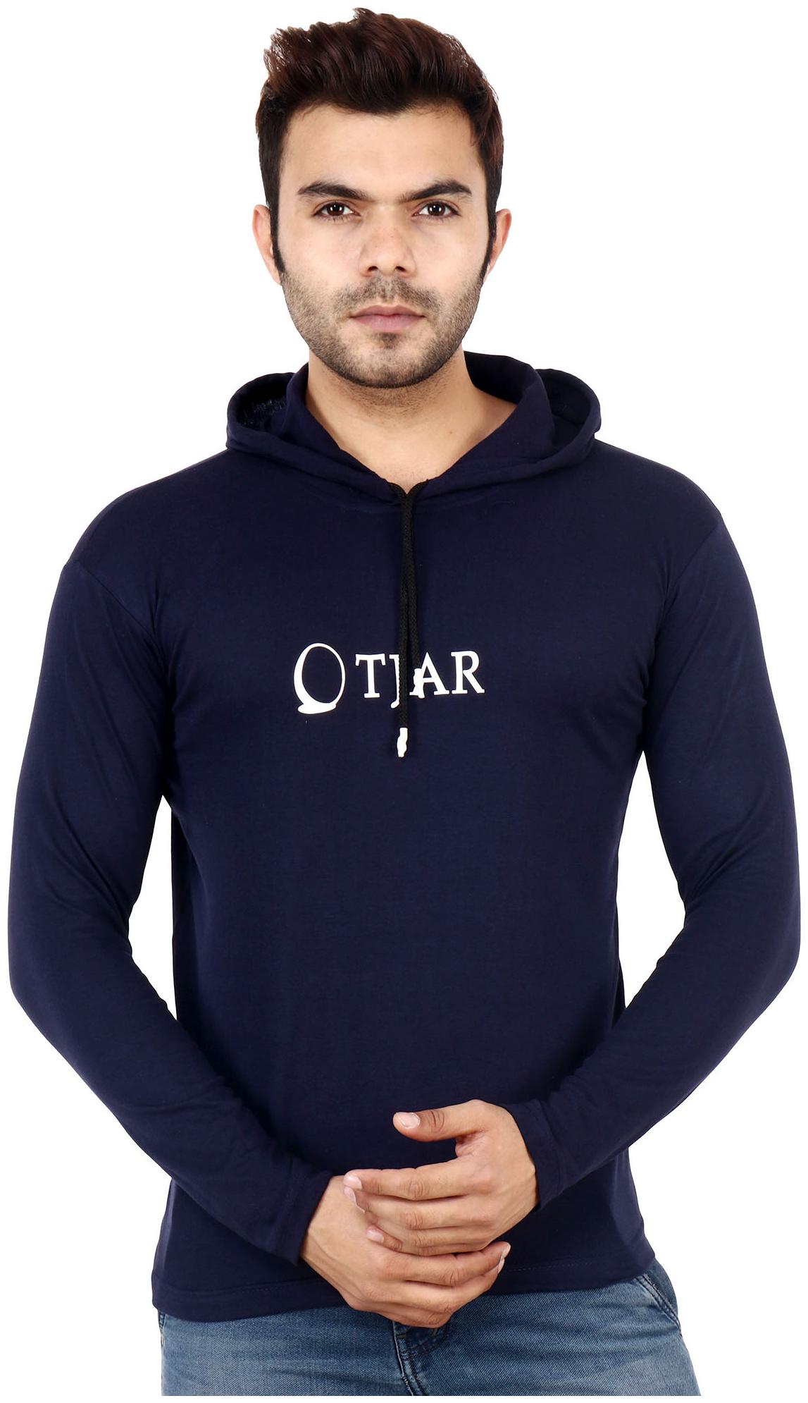

TJAR Men Navy blue Regular fit Cotton Blend Hood T-Shirt - Pack Of 1