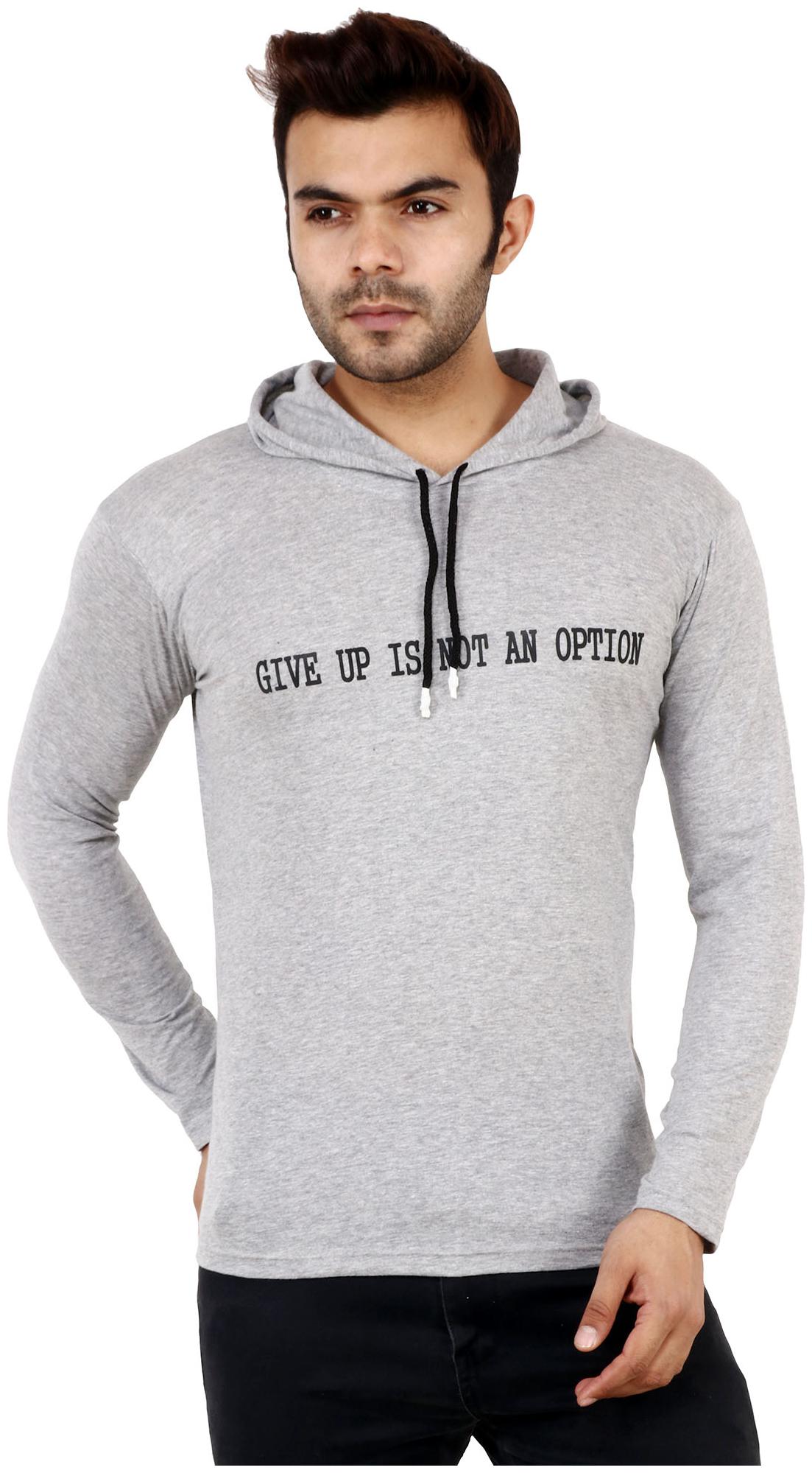 

TJAR Men Grey Regular fit Cotton Blend Hood T-Shirt - Pack Of 1