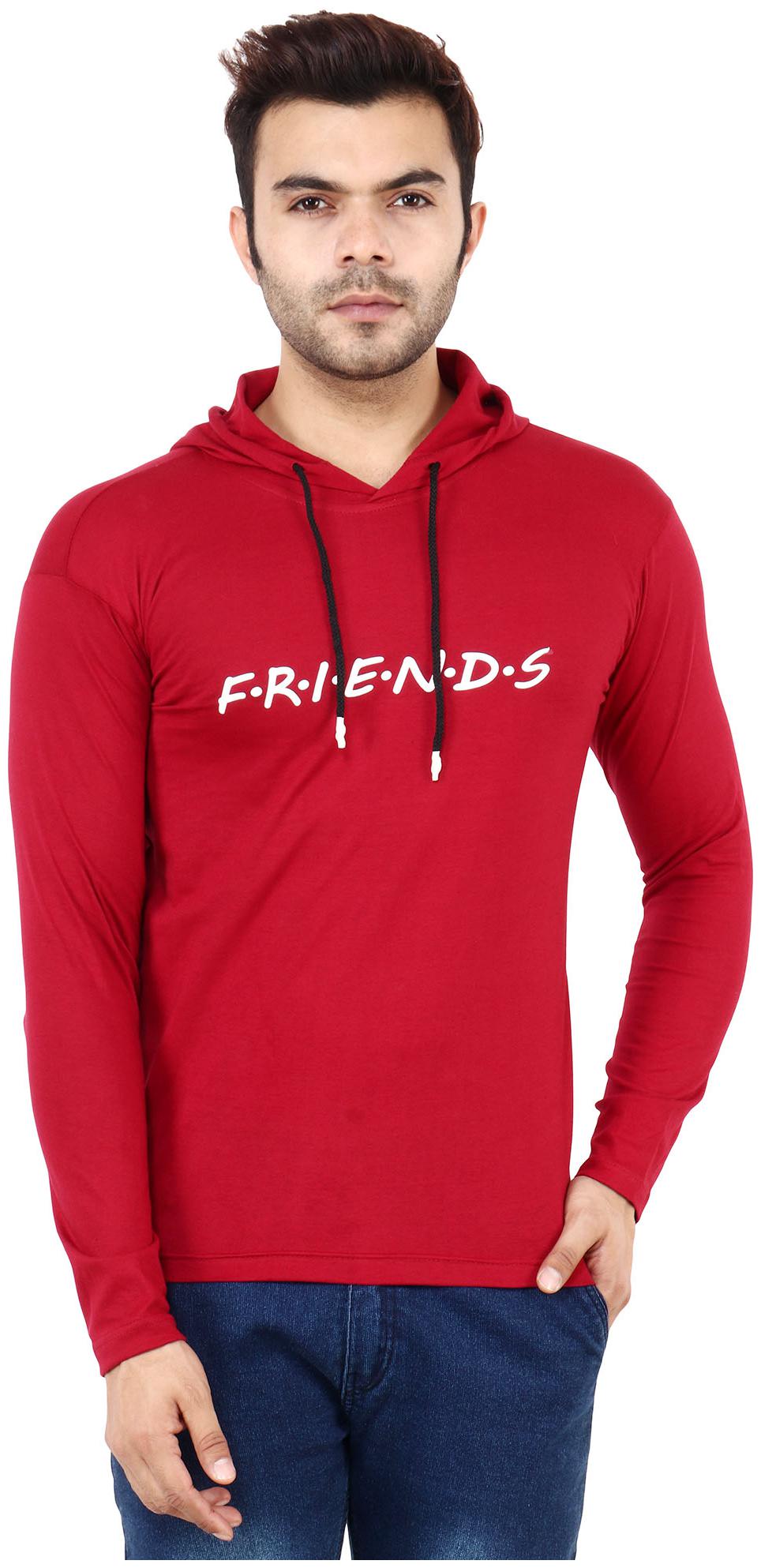 

TJAR Men Maroon Regular fit Cotton Blend Hood T-Shirt - Pack Of 1