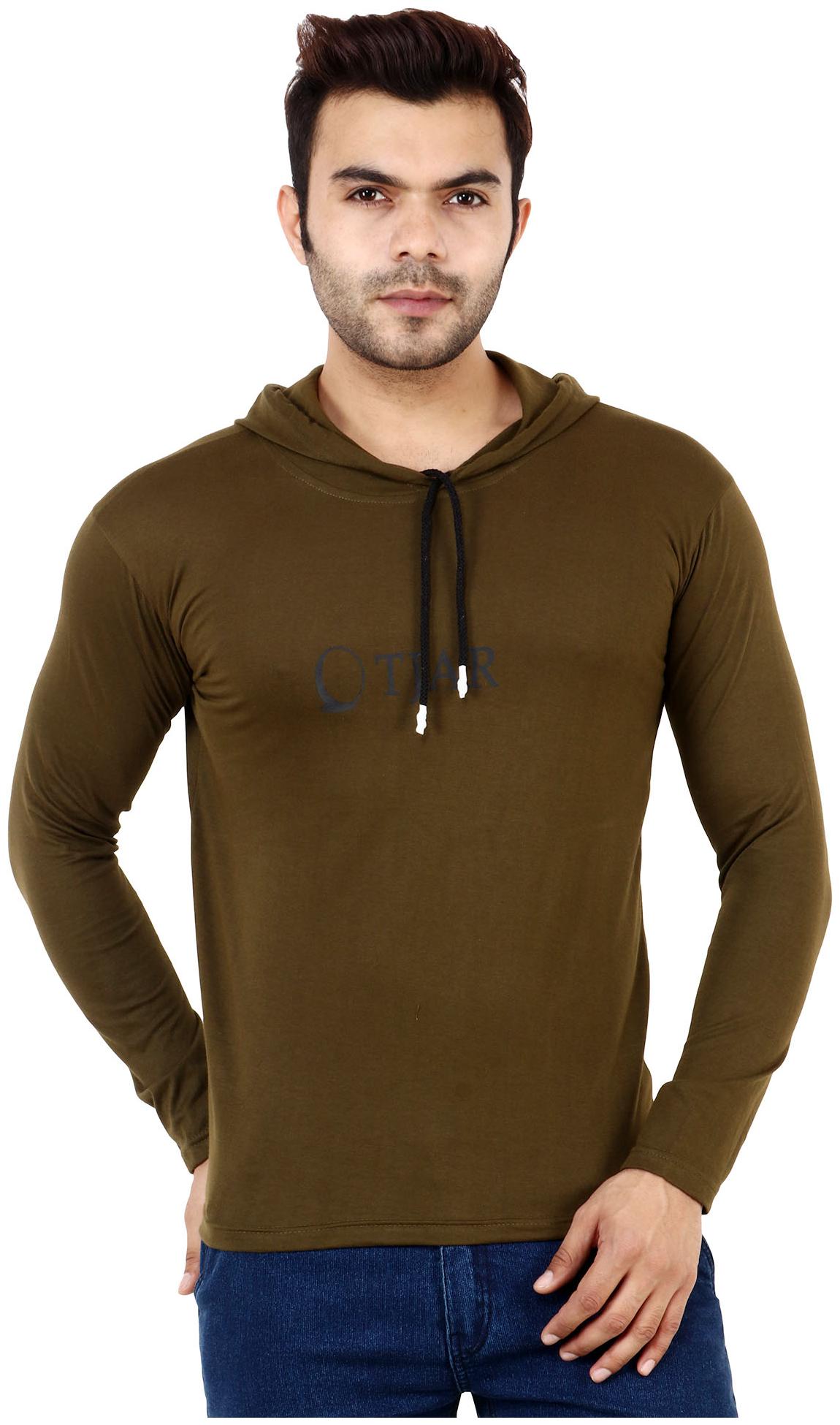 

TJAR Men Olive Regular fit Cotton Blend Hood T-Shirt - Pack Of 1