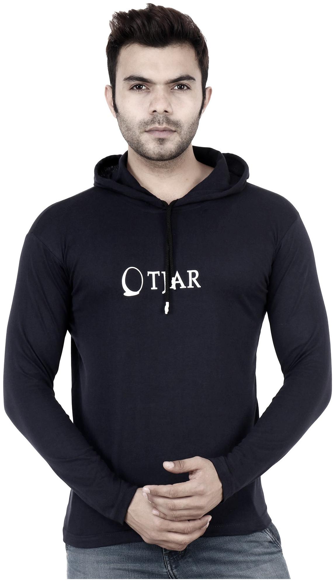 

TJAR Men Black Regular fit Cotton Blend Hood T-Shirt - Pack Of 1