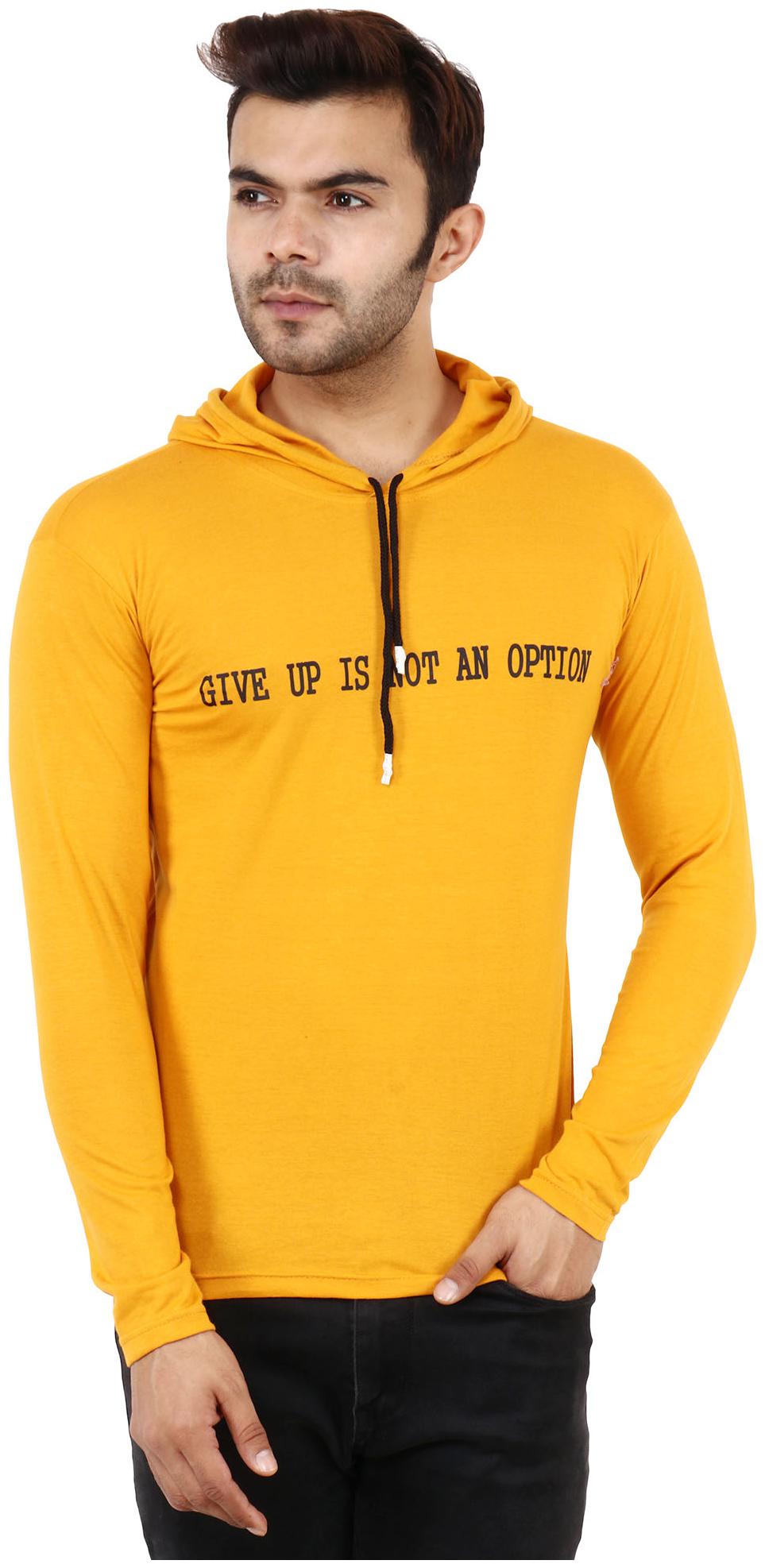 

TJAR Men Orange Regular fit Cotton Blend Hood T-Shirt - Pack Of 1