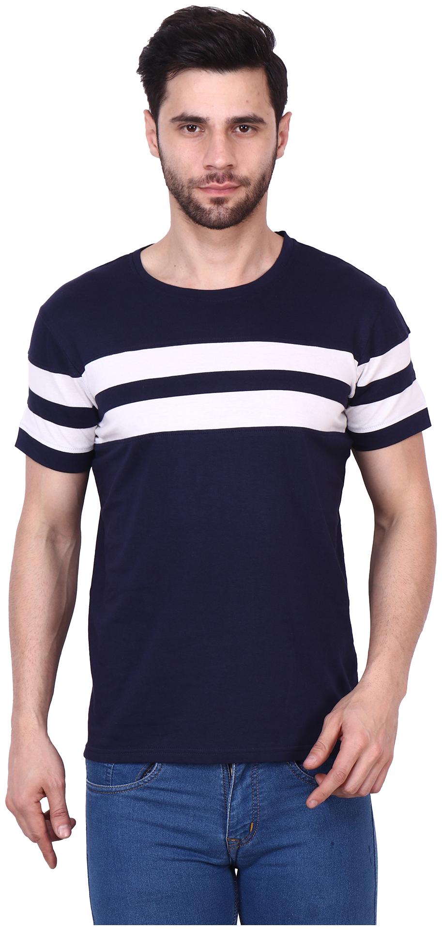 

TJAR Men Navy blue Regular fit Cotton Blend Round neck T-Shirt - Pack Of 1