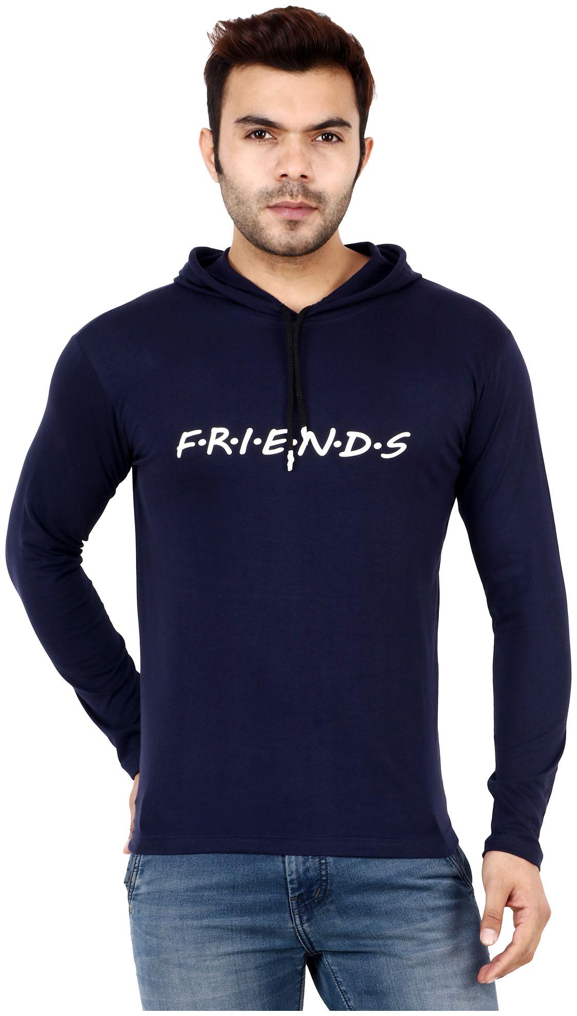 

TJAR Men Navy blue Regular fit Cotton Blend Hood T-Shirt - Pack Of 1