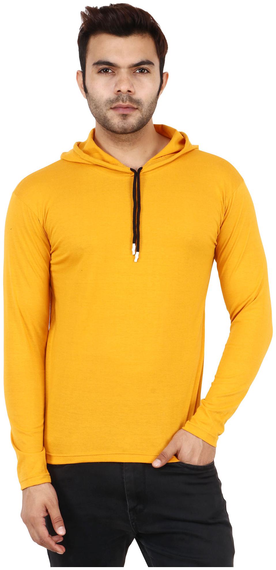 

TJAR Men Orange Regular fit Cotton Blend Hood T-Shirt - Pack Of 1