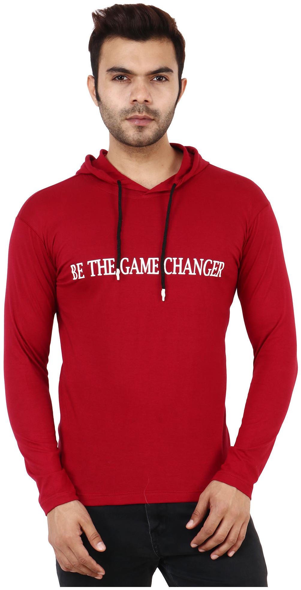 

TJAR Men Maroon Regular fit Cotton Blend Hood T-Shirt - Pack Of 1