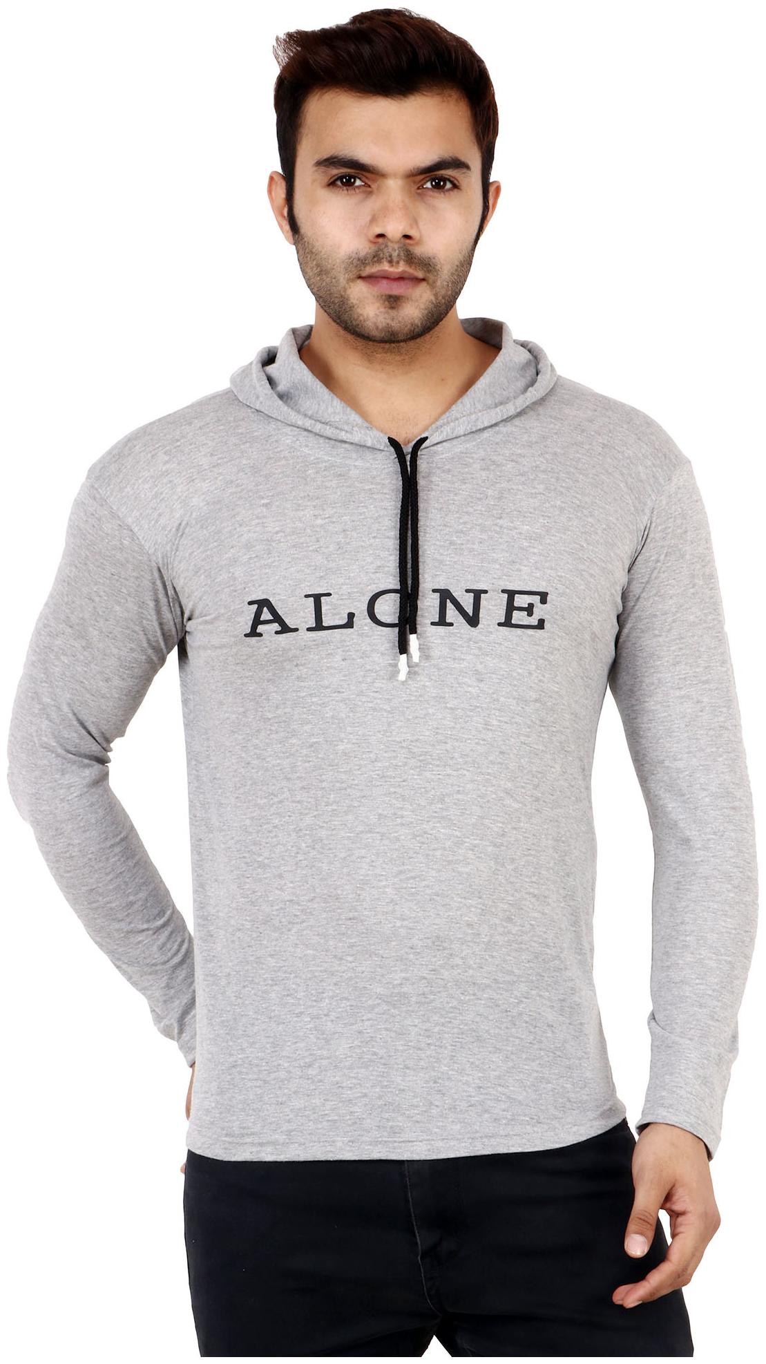 

TJAR Men Grey Regular fit Cotton Blend Hood T-Shirt - Pack Of 1