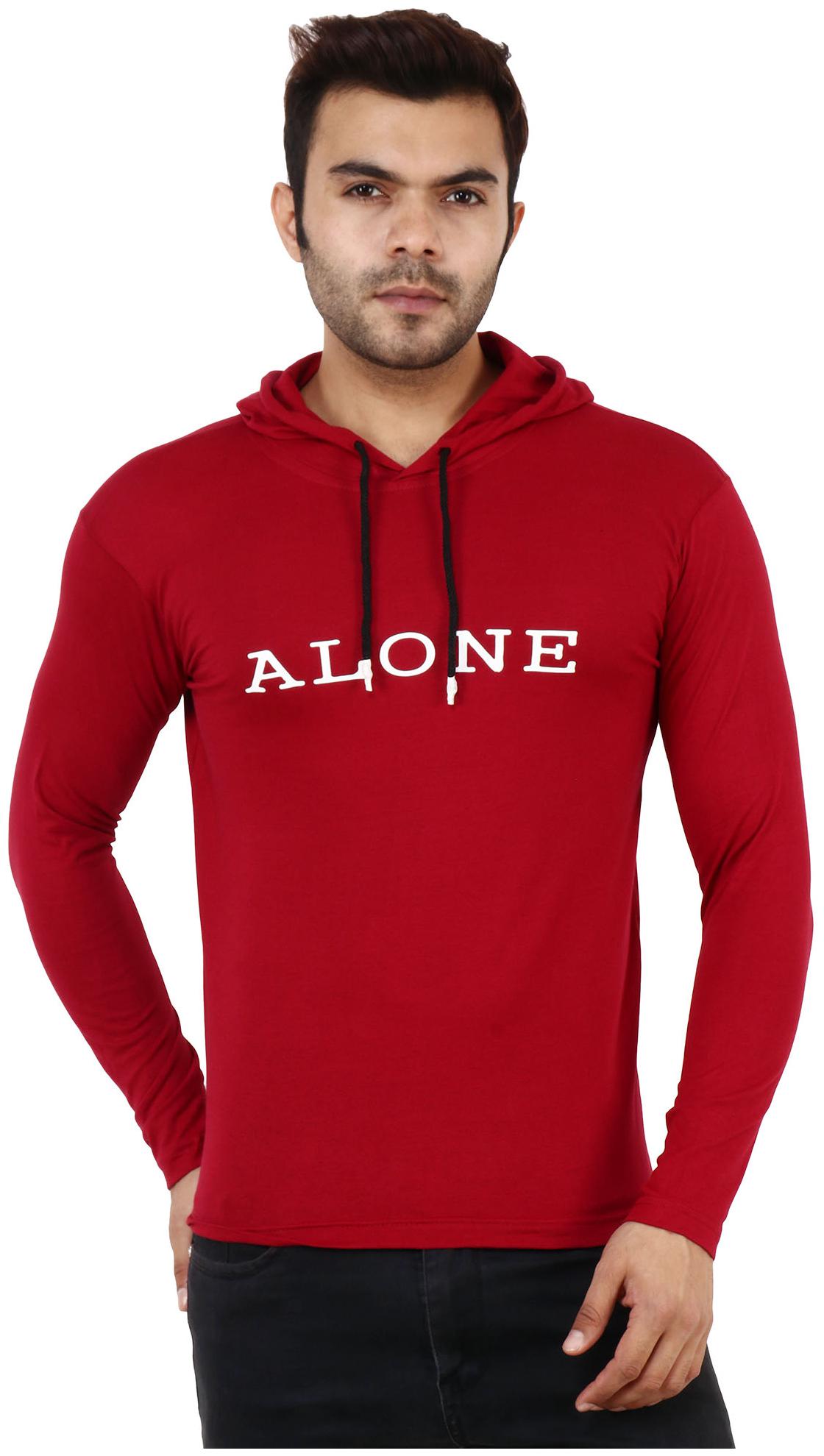 

TJAR Men Maroon Regular fit Cotton Blend Hood T-Shirt - Pack Of 1