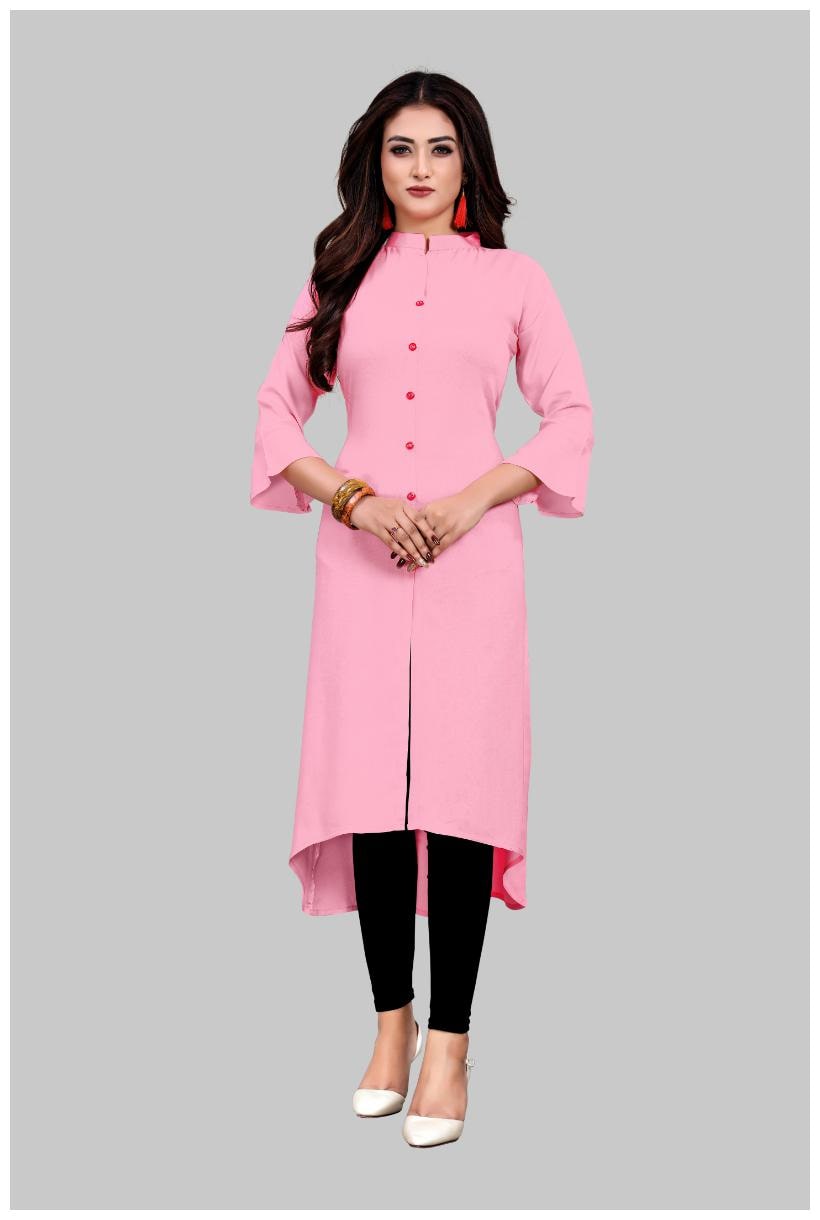 

TMF Women Pink Solid Straight Kurti