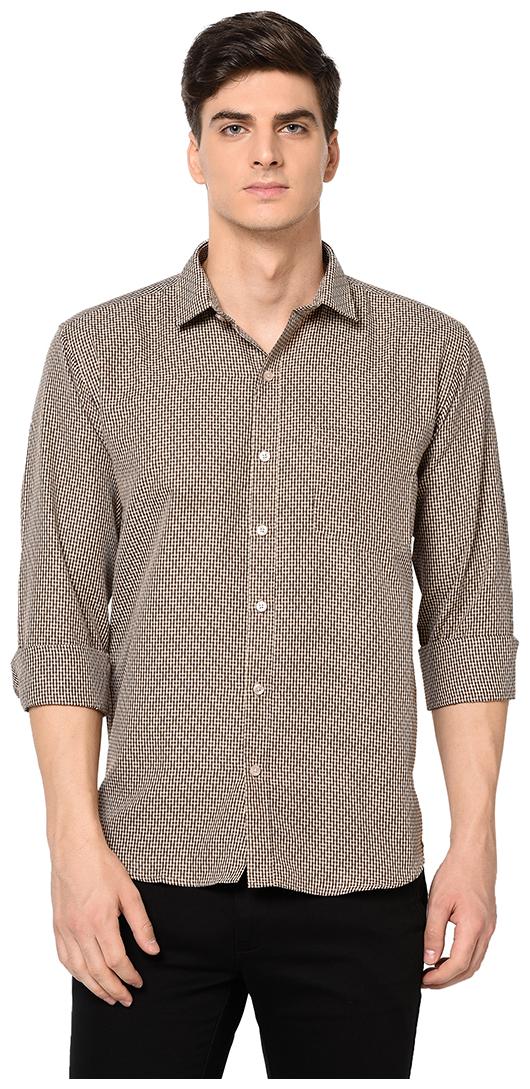 

Tng Men Brown Checked Regular Fit Casual Shirt