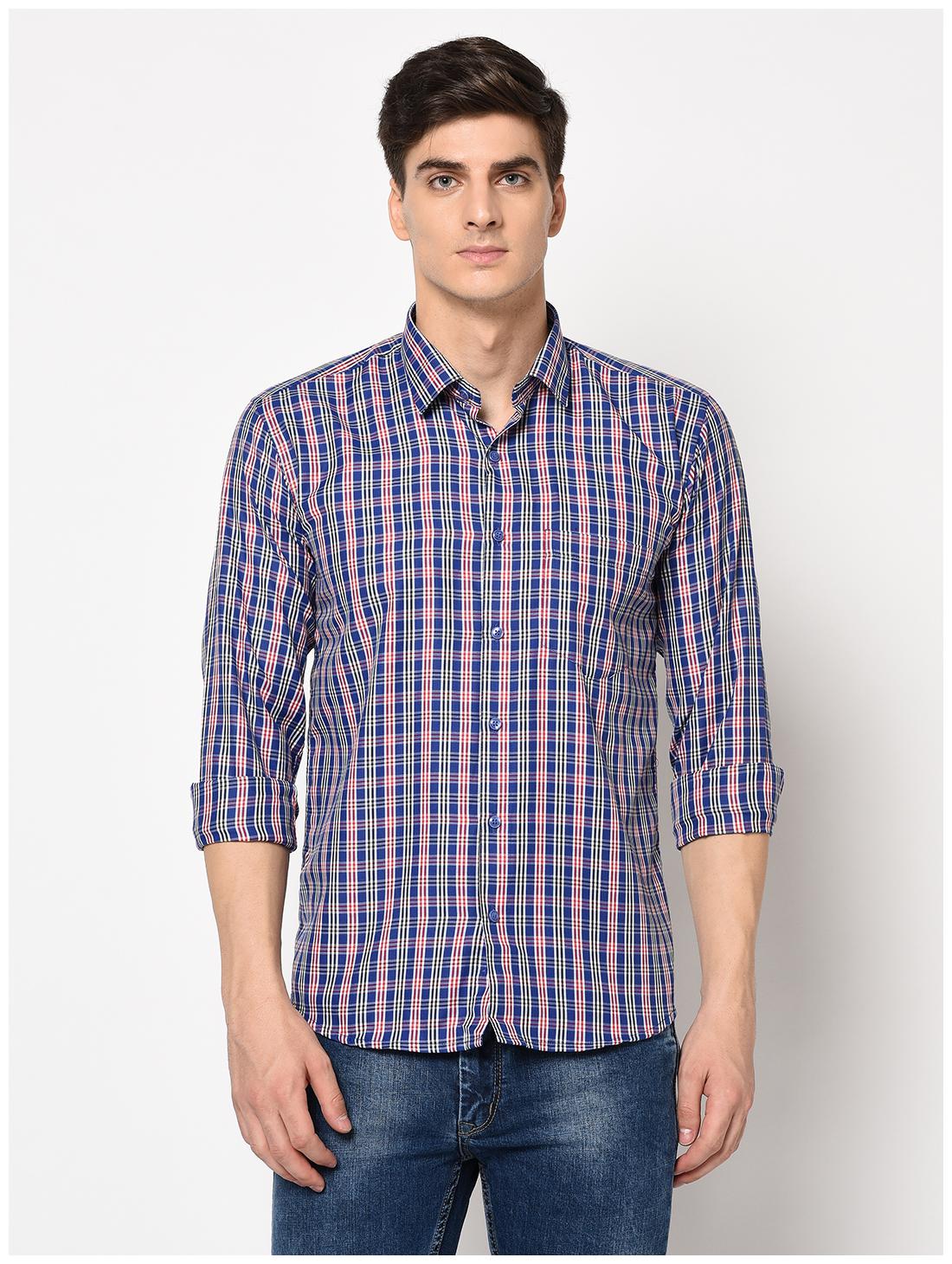 

Tng Men Blue Checked Regular Fit Casual Shirt