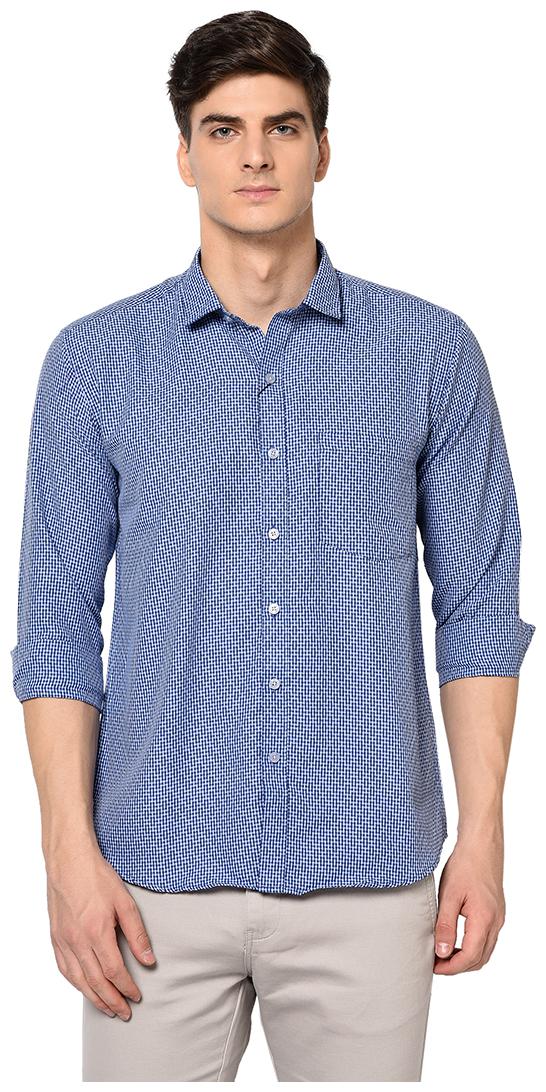 

Tng Men Blue Checked Regular Fit Casual Shirt