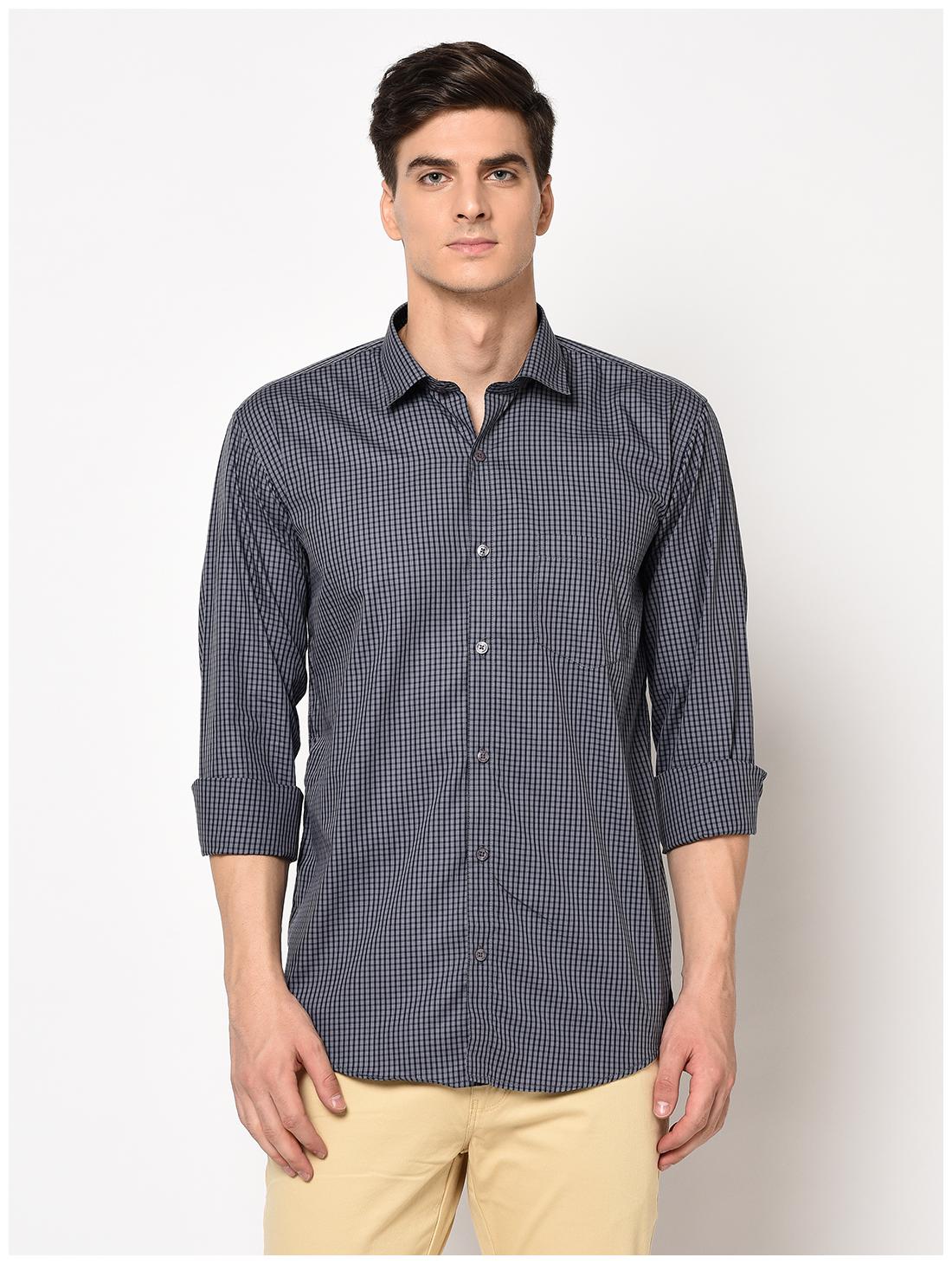 

Tng Men Grey Checked Regular Fit Casual Shirt