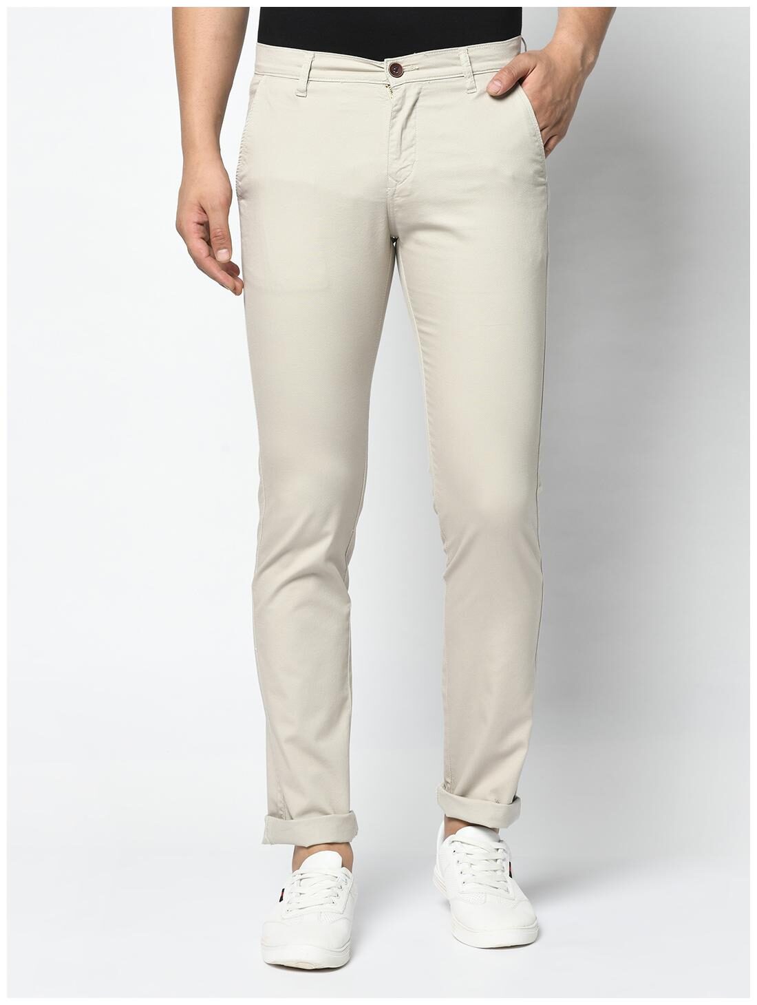 

Tng Men Grey Solid Slim fit Regular trousers