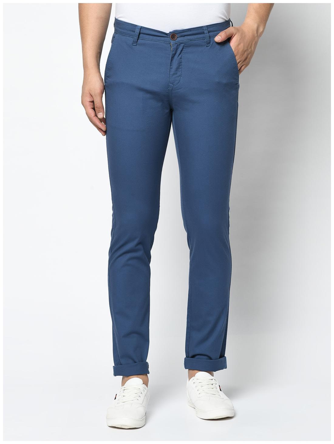 

Tng Men Blue Solid Slim fit Regular trousers