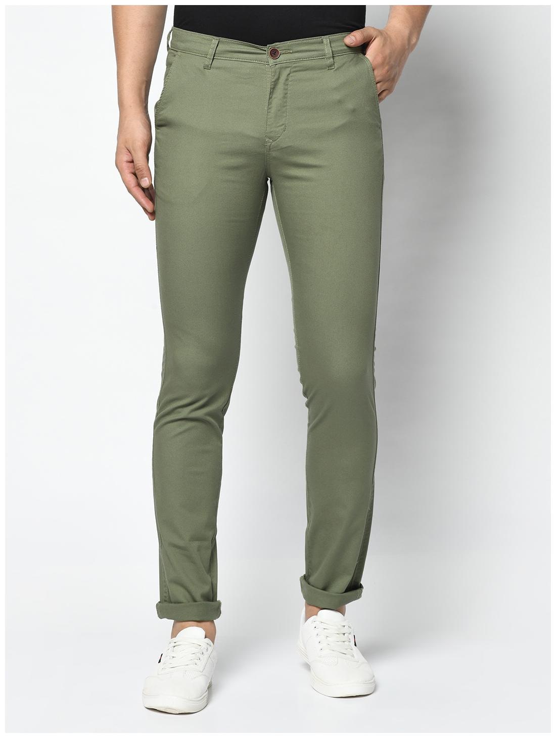 

Tng Men Olive Solid Slim fit Regular trousers