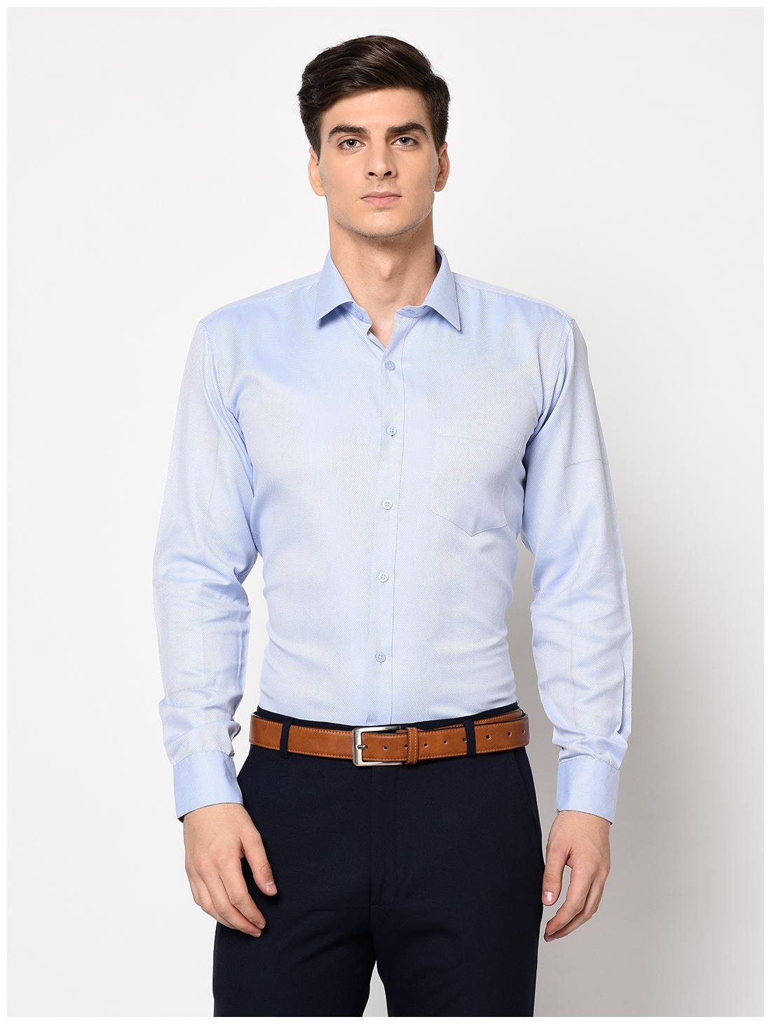 

Tng Men Blue Solid Regular Fit Casual Shirt