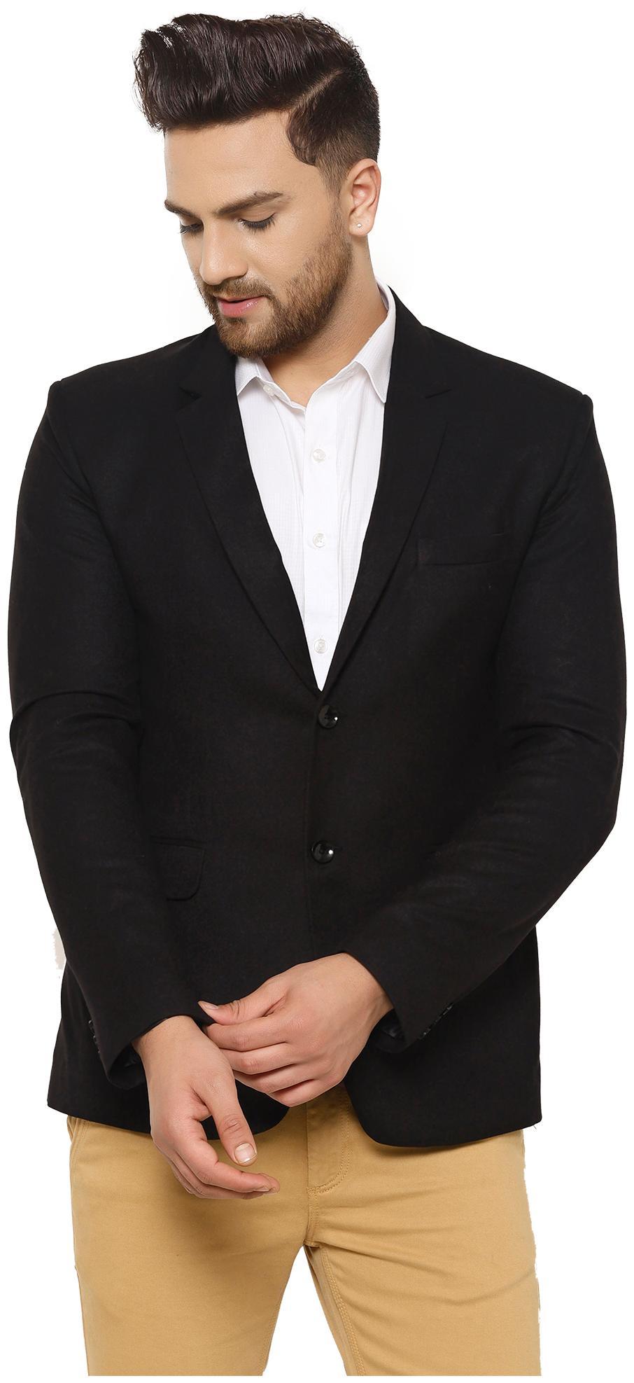 

Tng Men Black Solid Slim fit Single Breasted Blazer