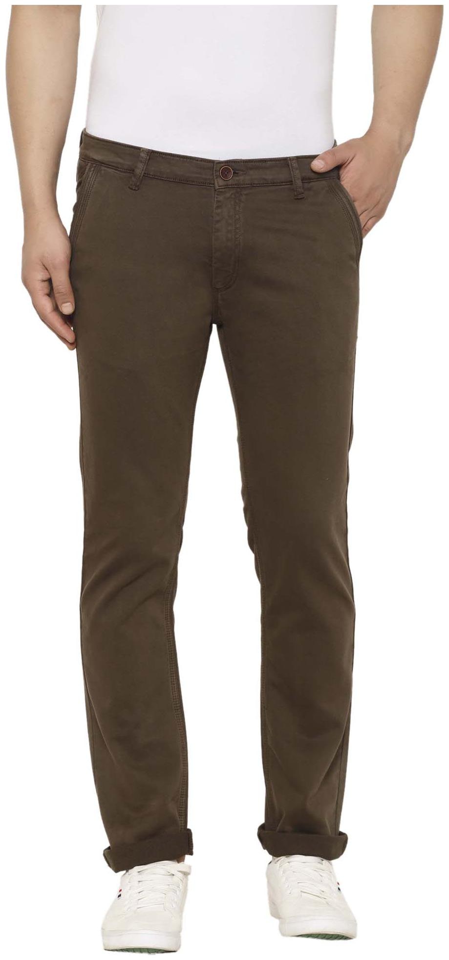 

Tng Men Brown Solid Slim fit Regular trousers