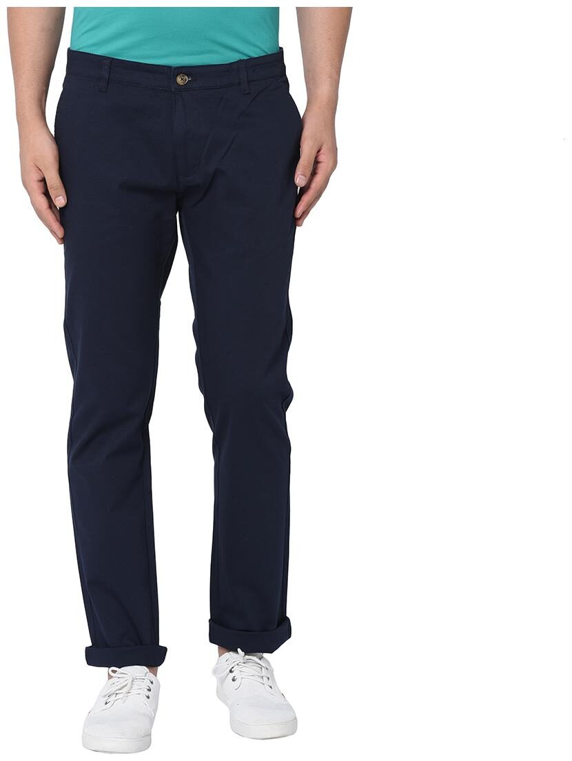 

TNG Men Blue Textured Slim fit Regular trousers