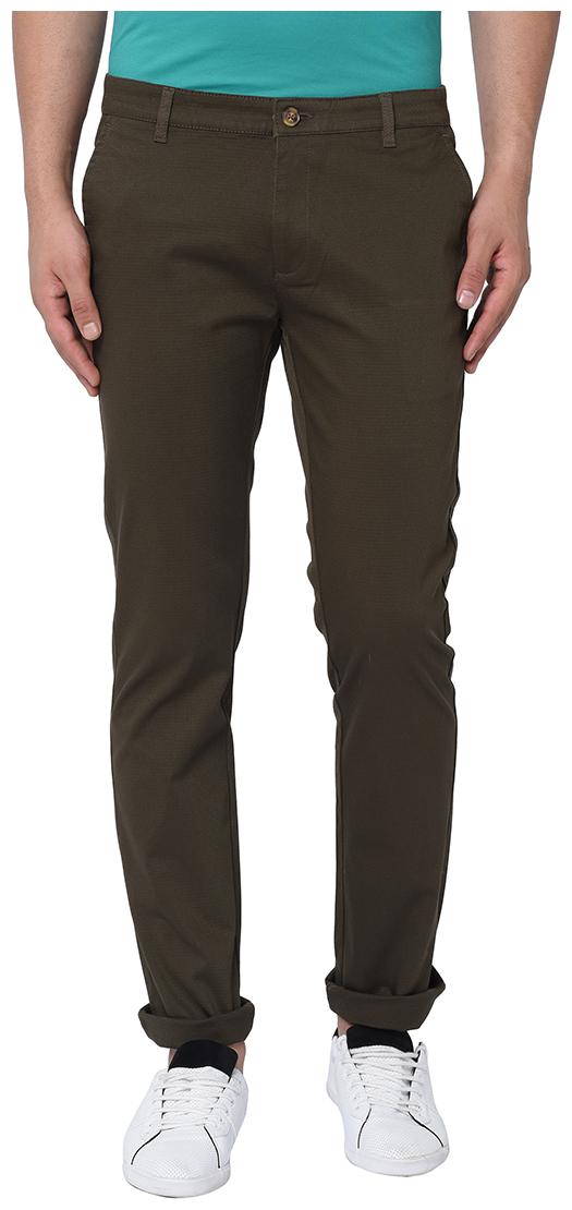 

TNG Men Green Textured Slim fit Regular trousers