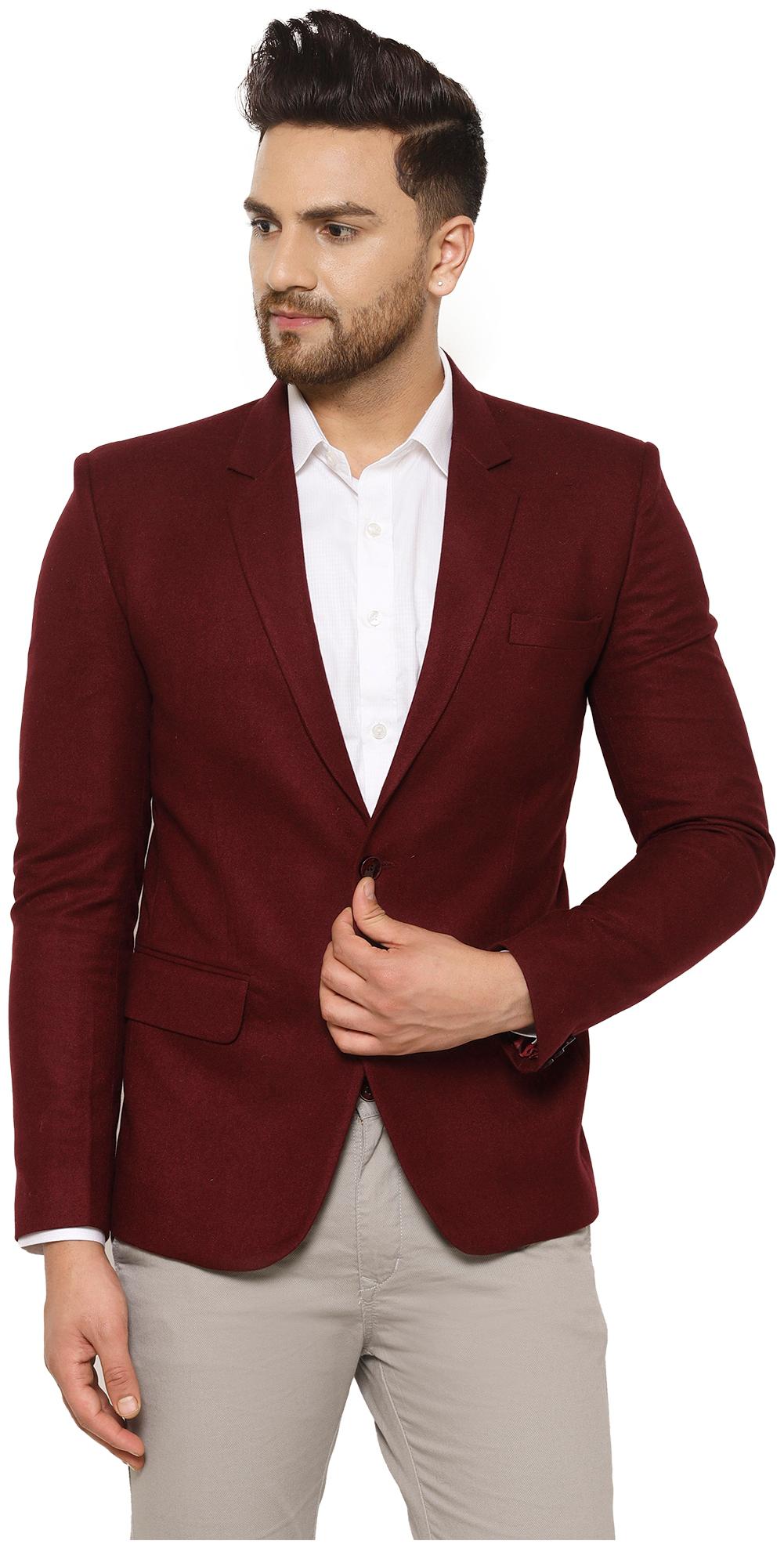 

Tng Men Maroon Solid Slim fit Single Breasted Blazer