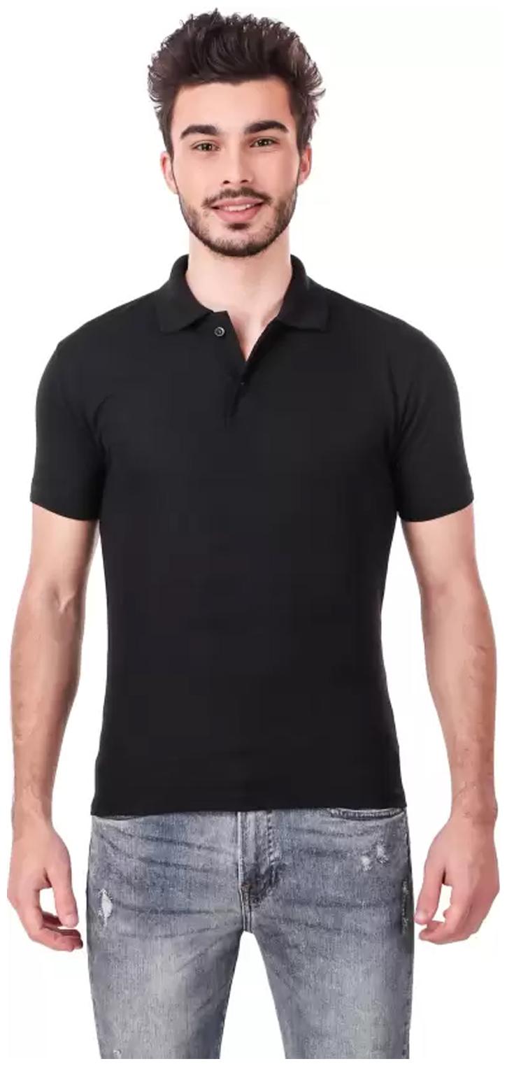 

tomfiger Men Black Slim fit Cotton Polo collar T-Shirt - Pack Of 1