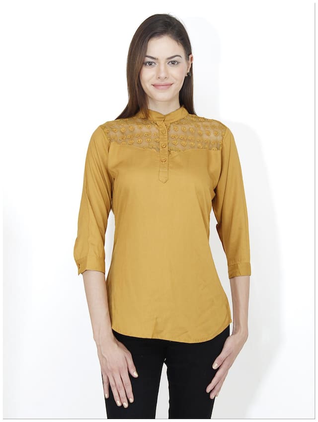 Mayra Women Solid Regular top - Yellow