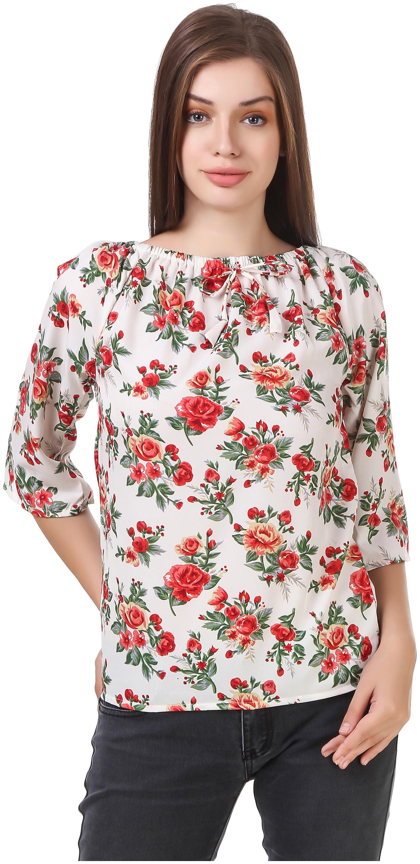 

Delux Look Women Floral Regular top - White