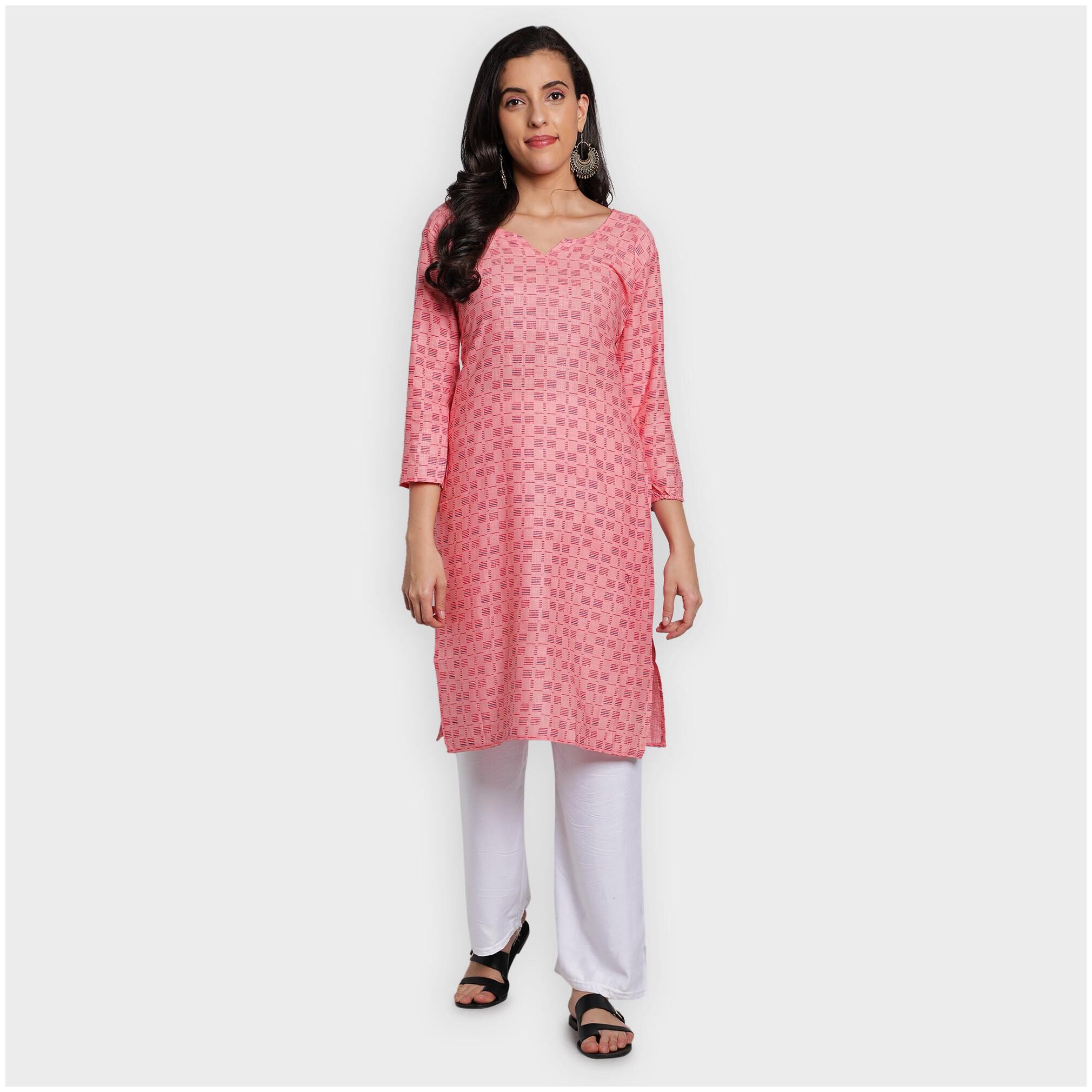 

toshani Women Pink Printed Straight Kurta