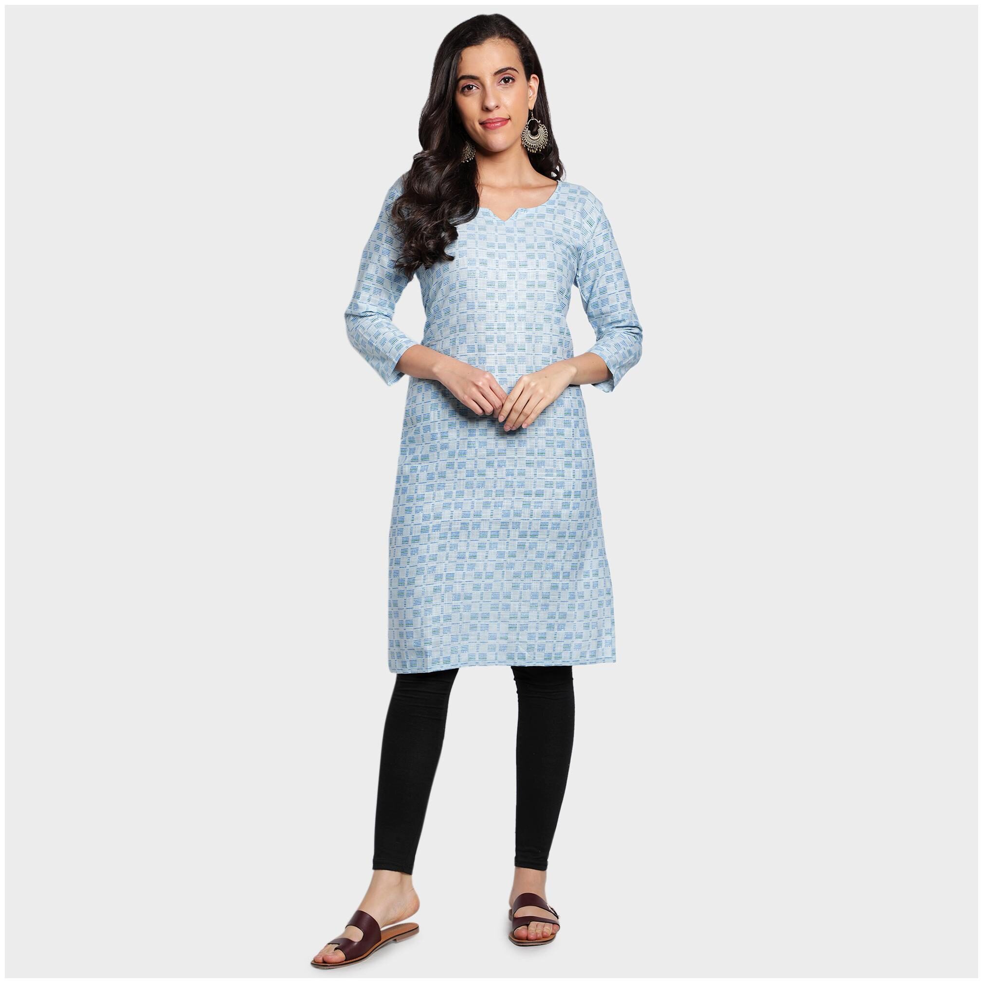

toshani Women Blue Printed Straight Kurta