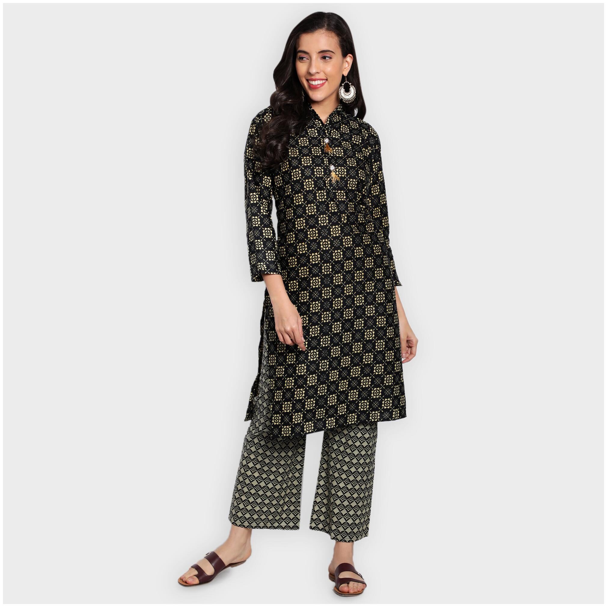 

toshani Women Black Printed Straight Kurta With Palazzo