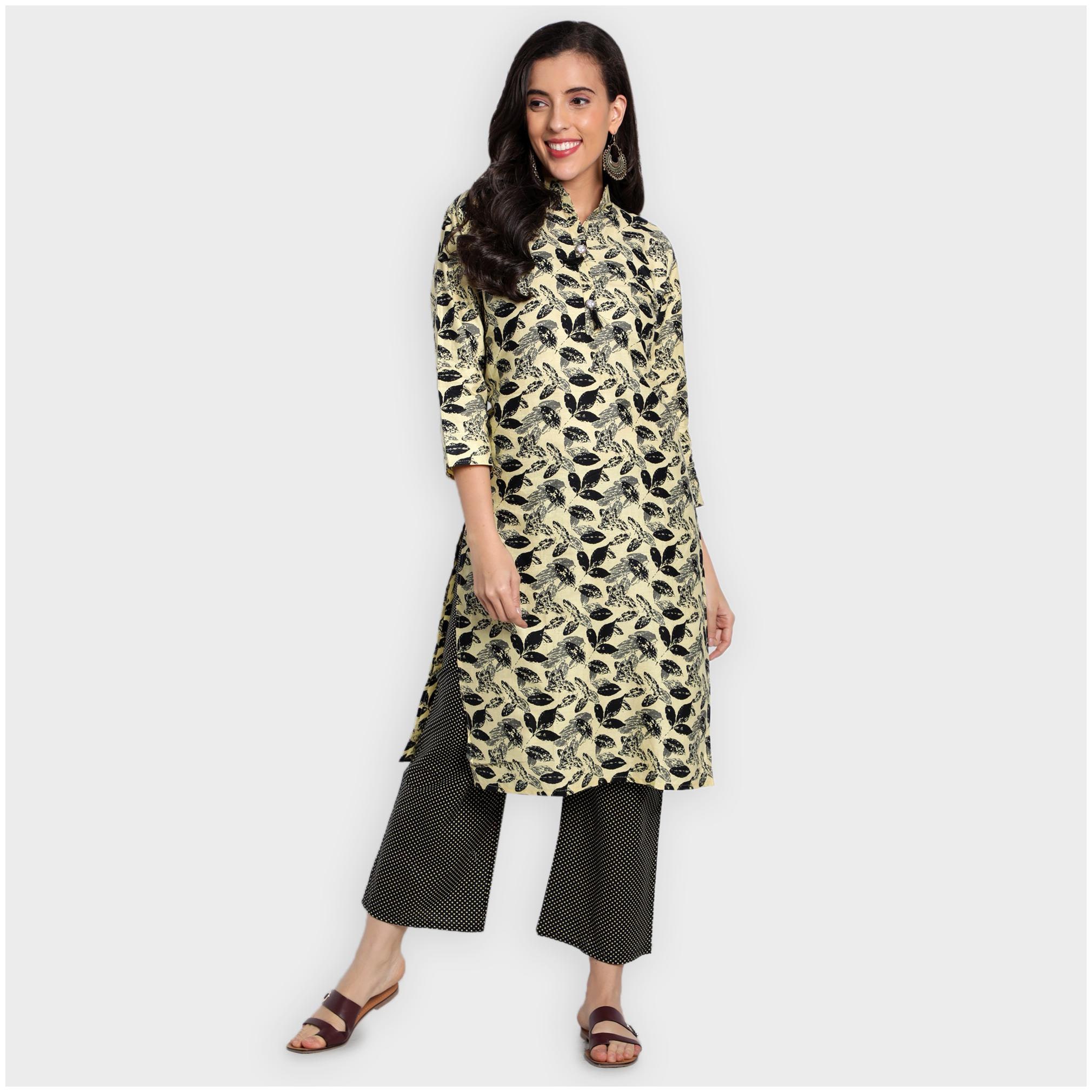 

toshani Women Beige Printed Straight Kurta With Palazzo