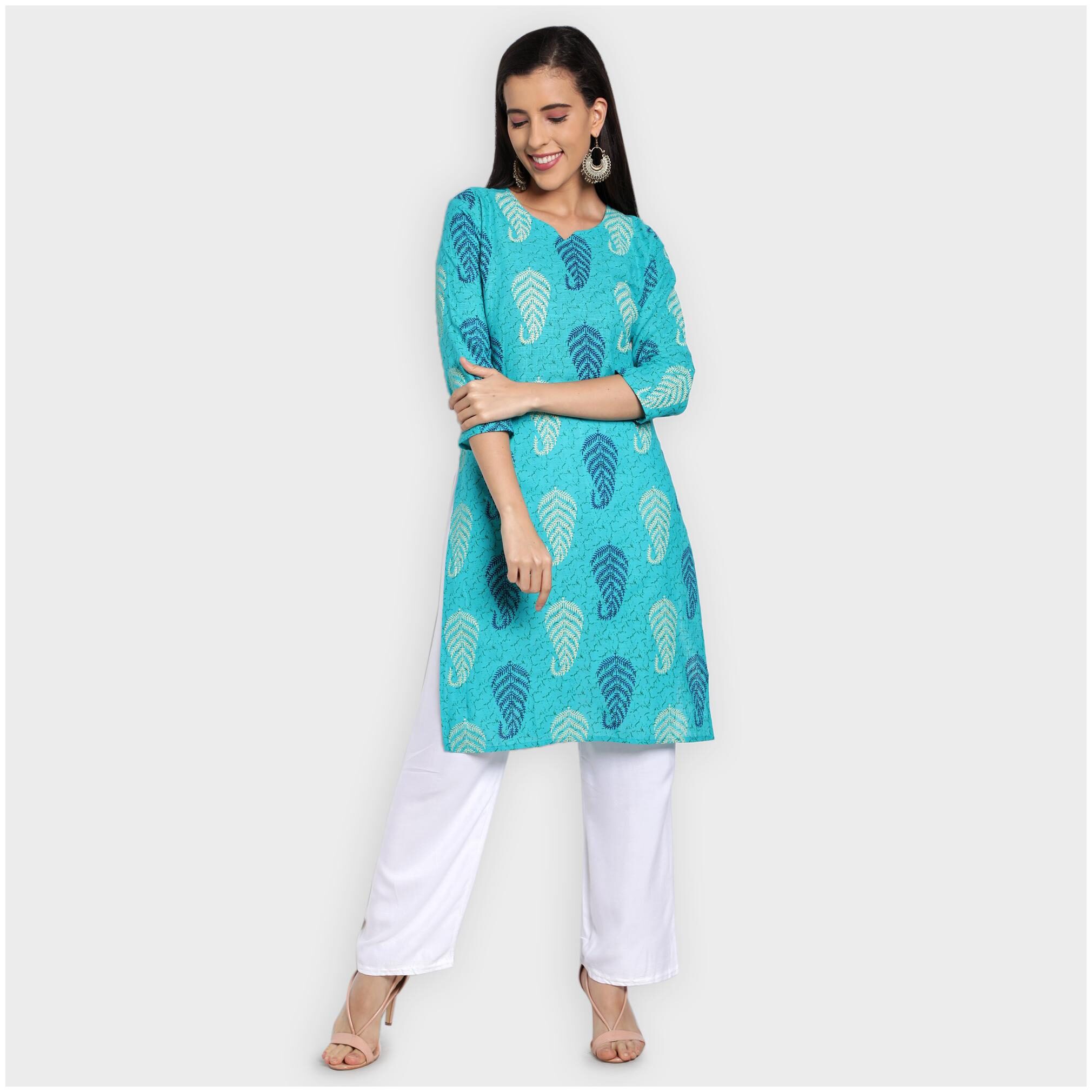 

toshani Women Blue Printed Straight Kurta With Palazzo