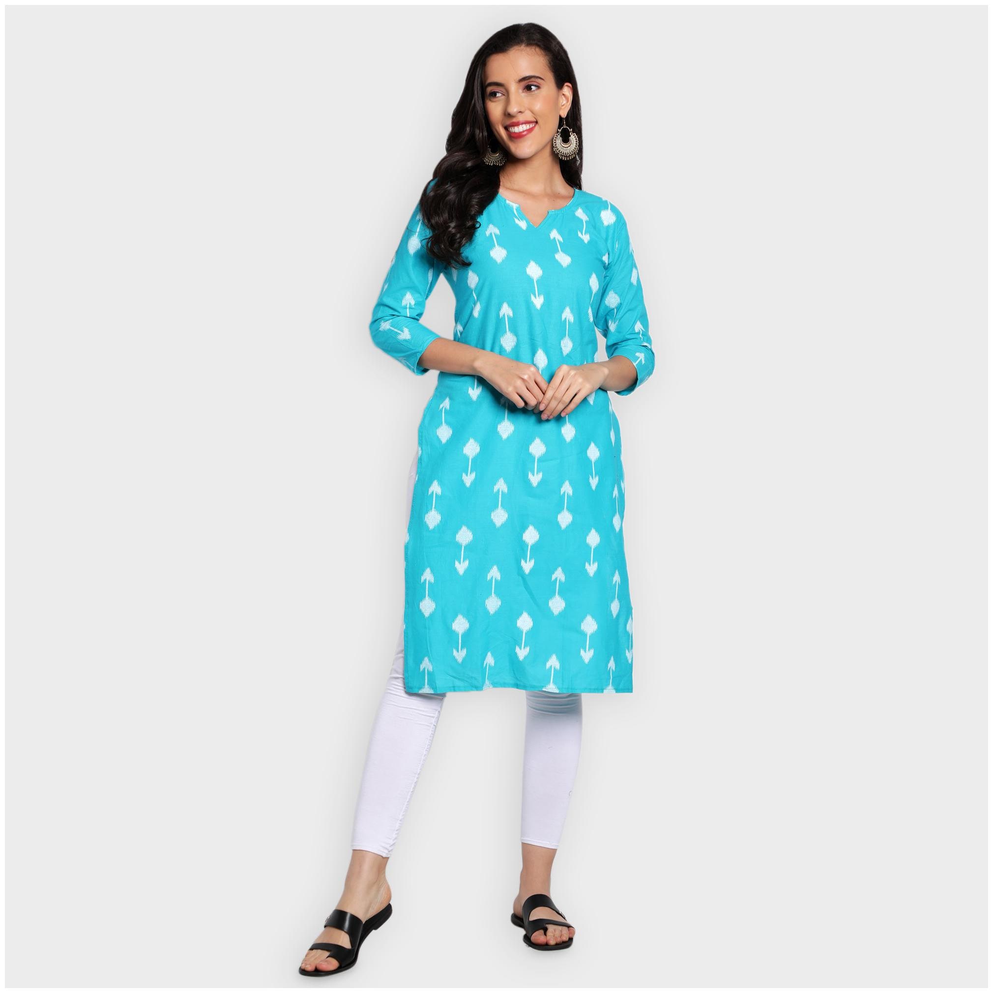 

toshani Women Green Printed Straight Kurta