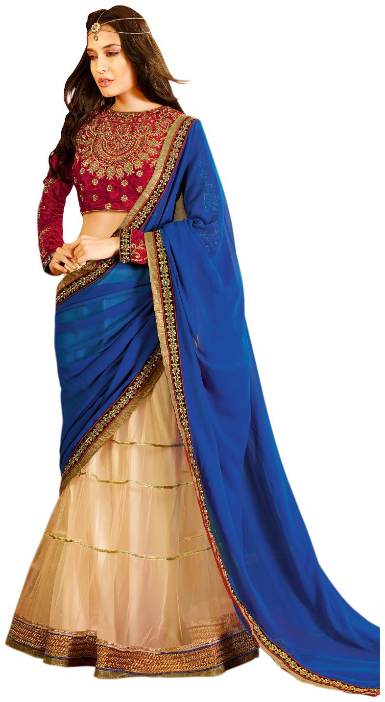 

Touch Trends Blue Georgette Saree