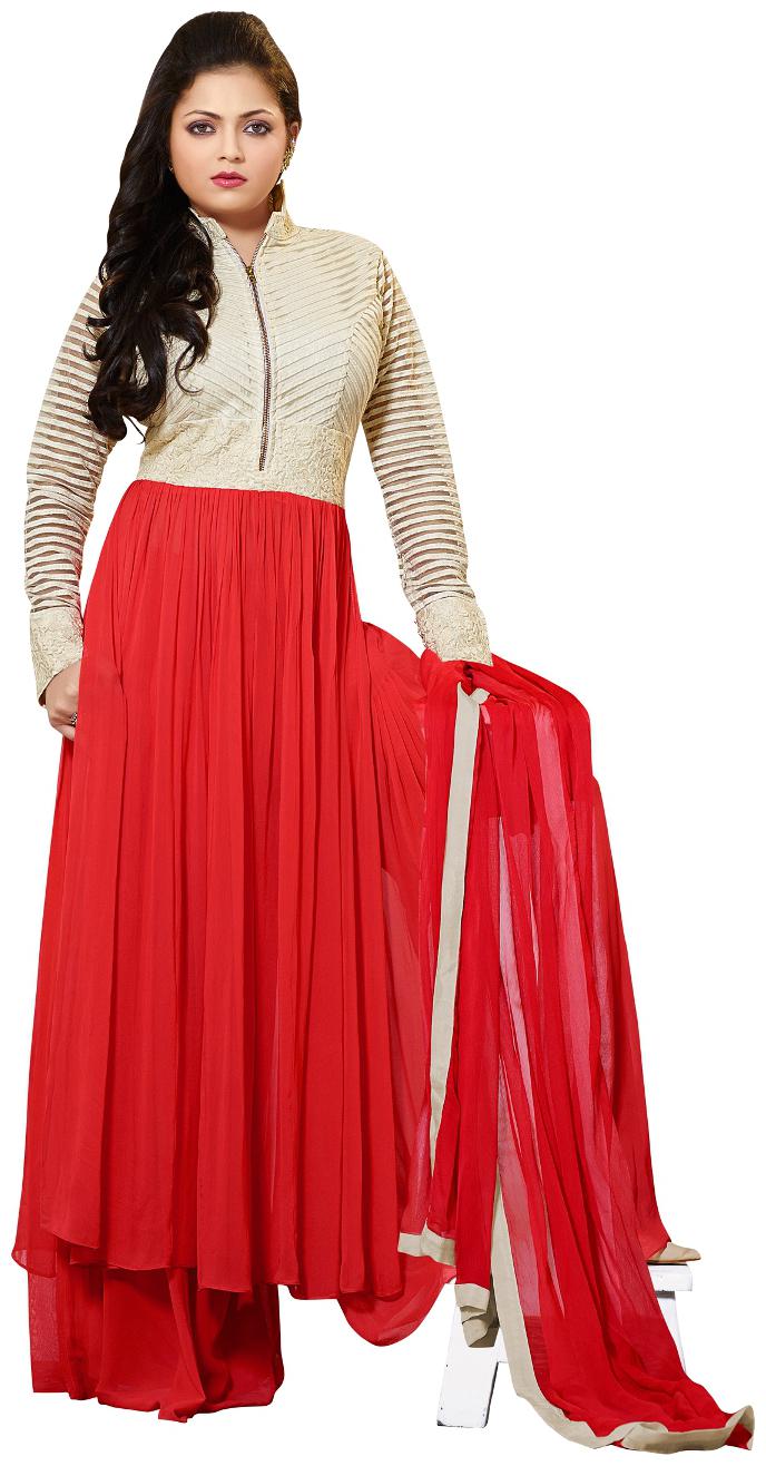 

Touch Trends Red Georgette Dress Material