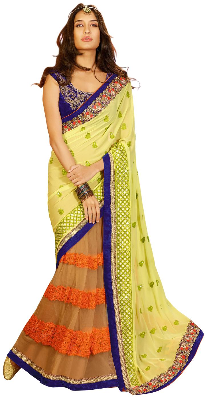 

Touch Trends Yellow Georgette Saree