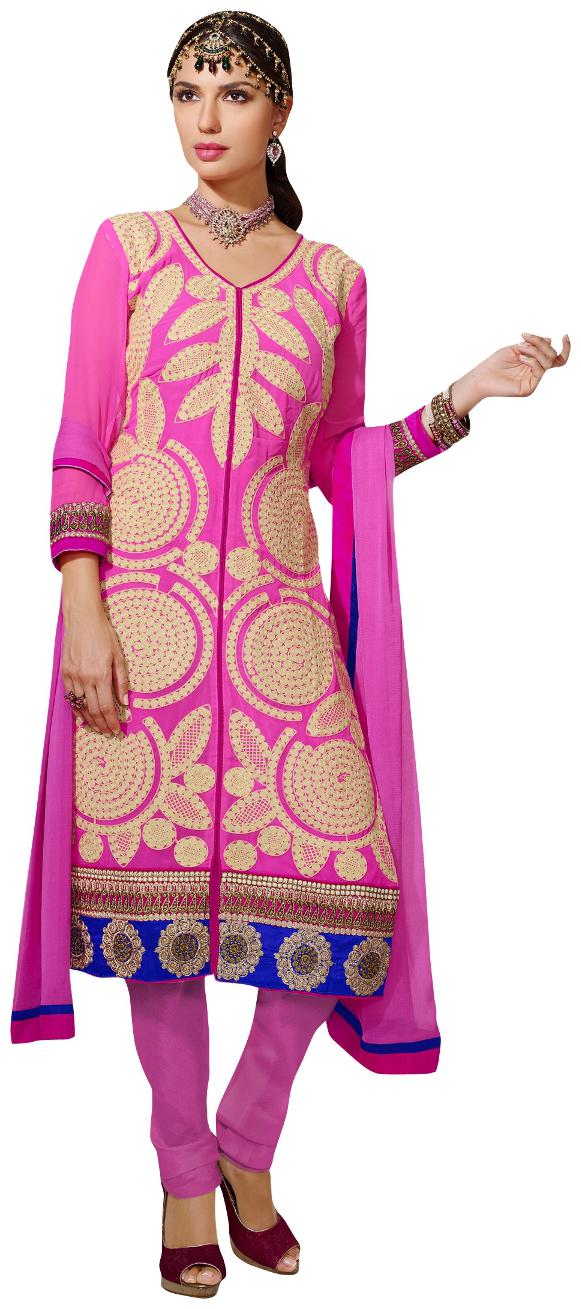 

Touch Trends Pink Georgette Dress Material