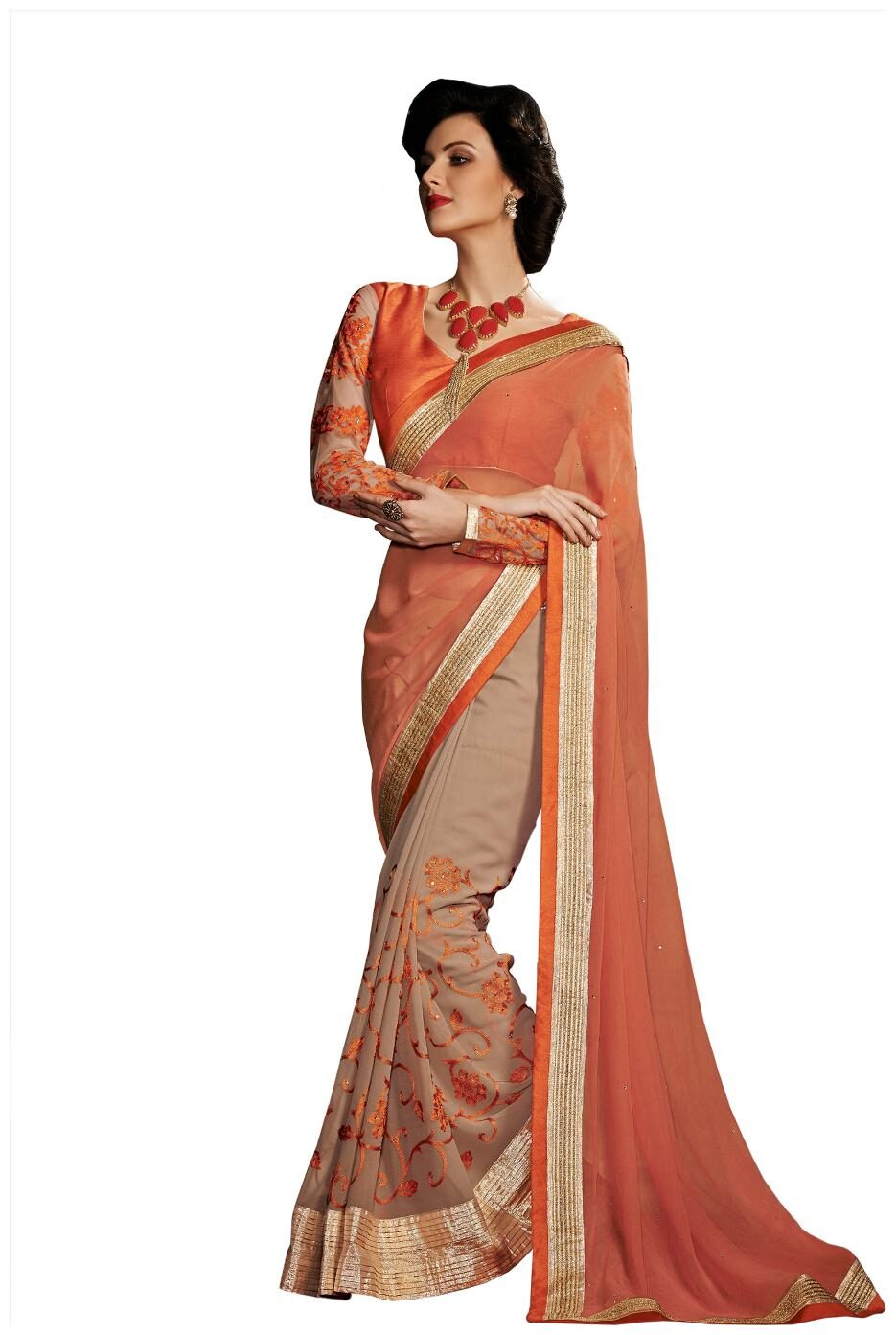 

Touch Trends Pink Striped Universal Regular Saree With Blouse With blouse