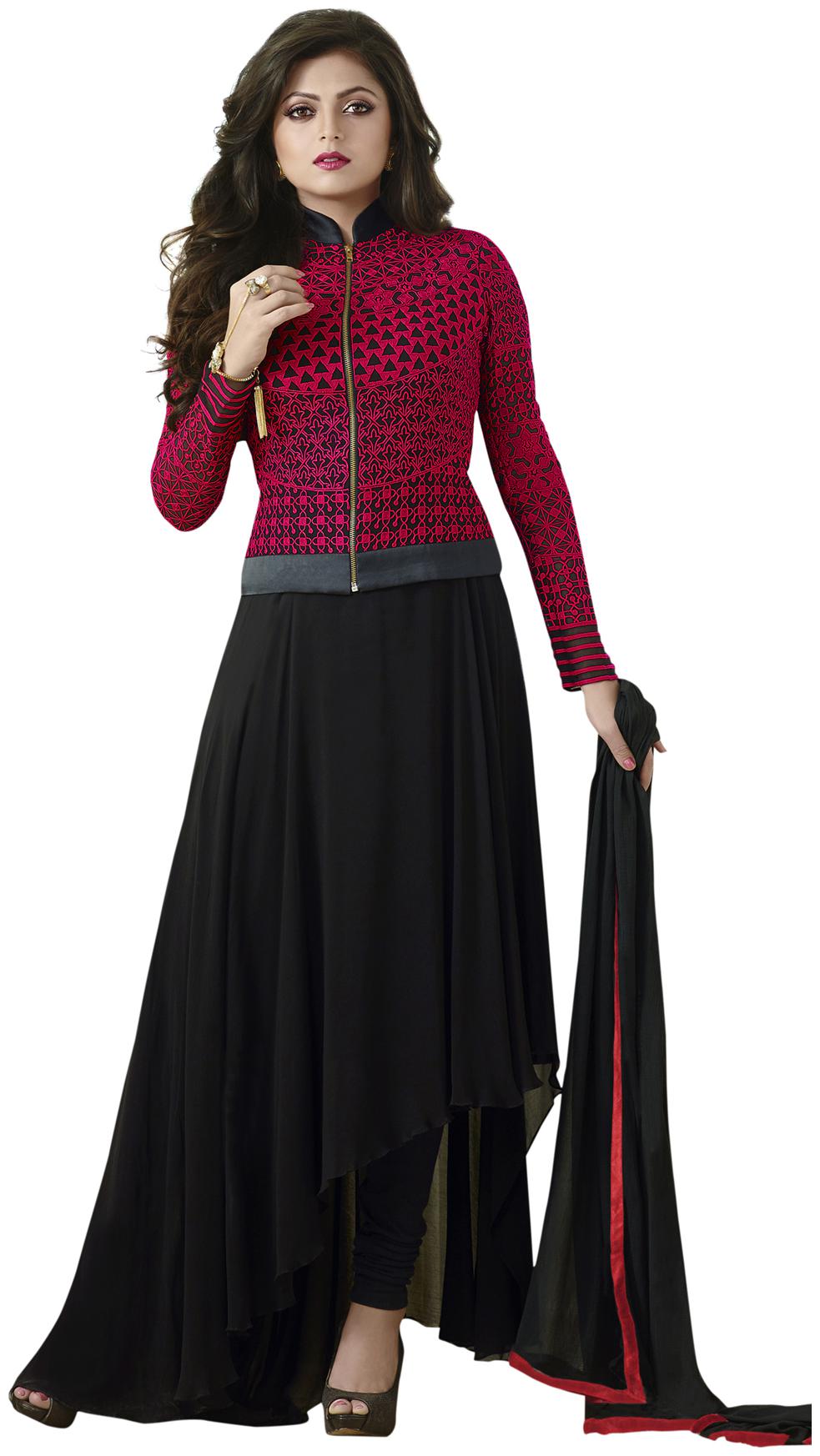 

Touch Trends Black Georgette Semi Stitched Suit