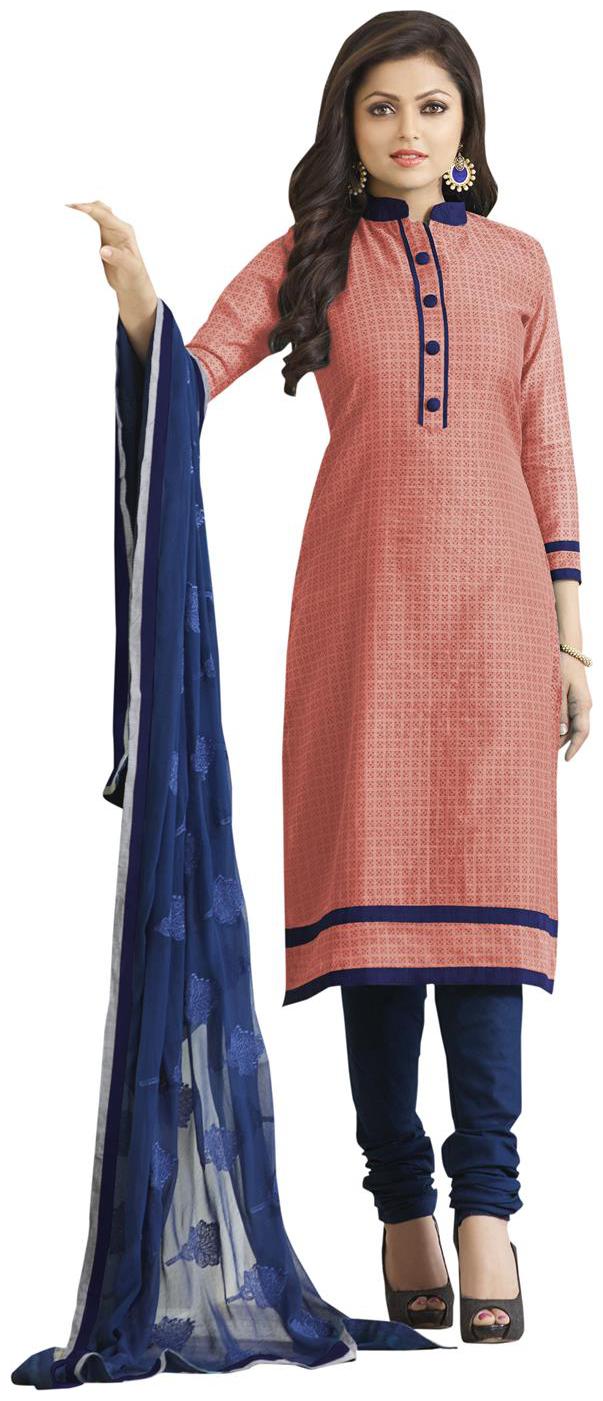 

Touch Trends Peach Chanderi Dress Material
