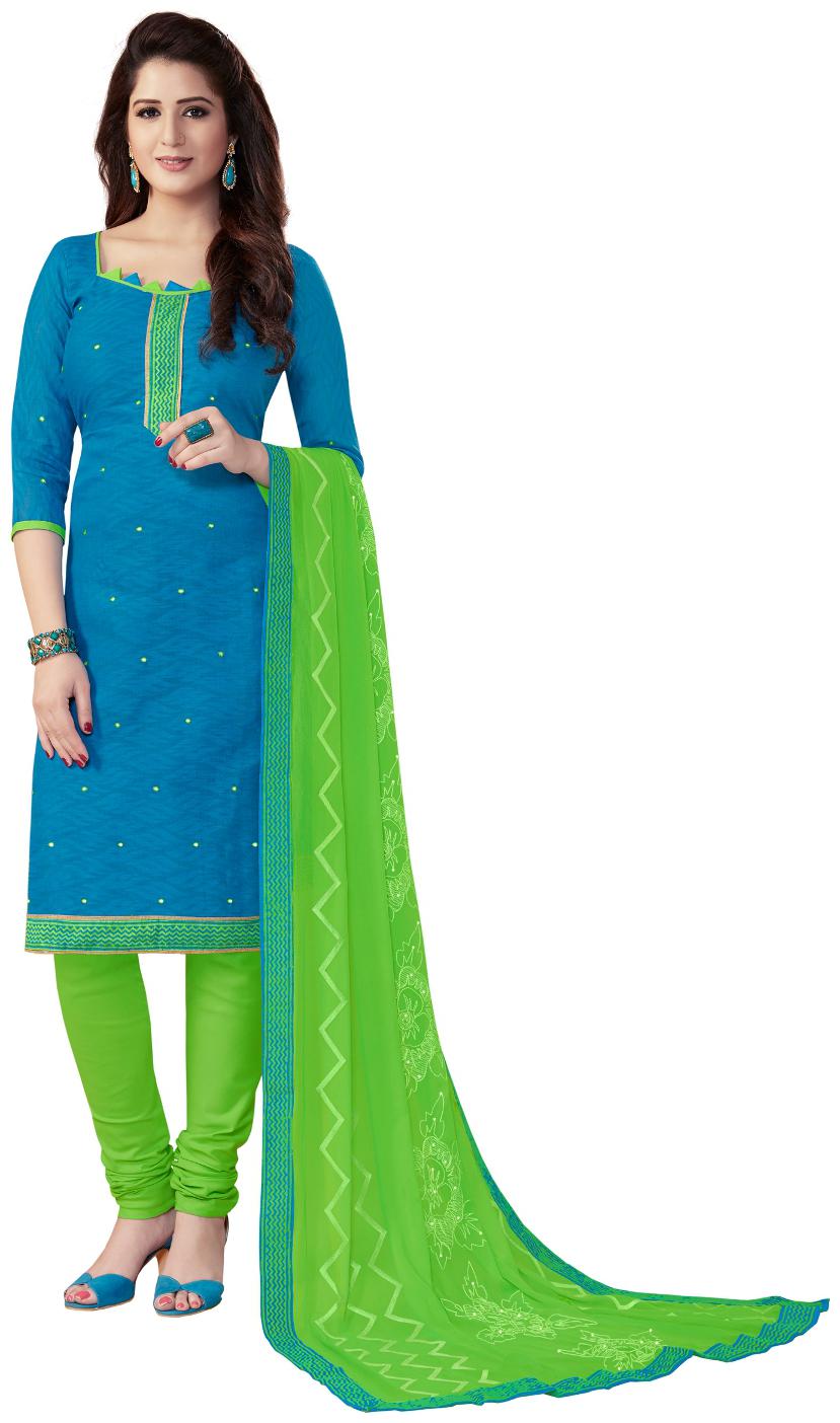 

Touch Trends Blue Unstitched Kurta fabric With dupatta Dress Material