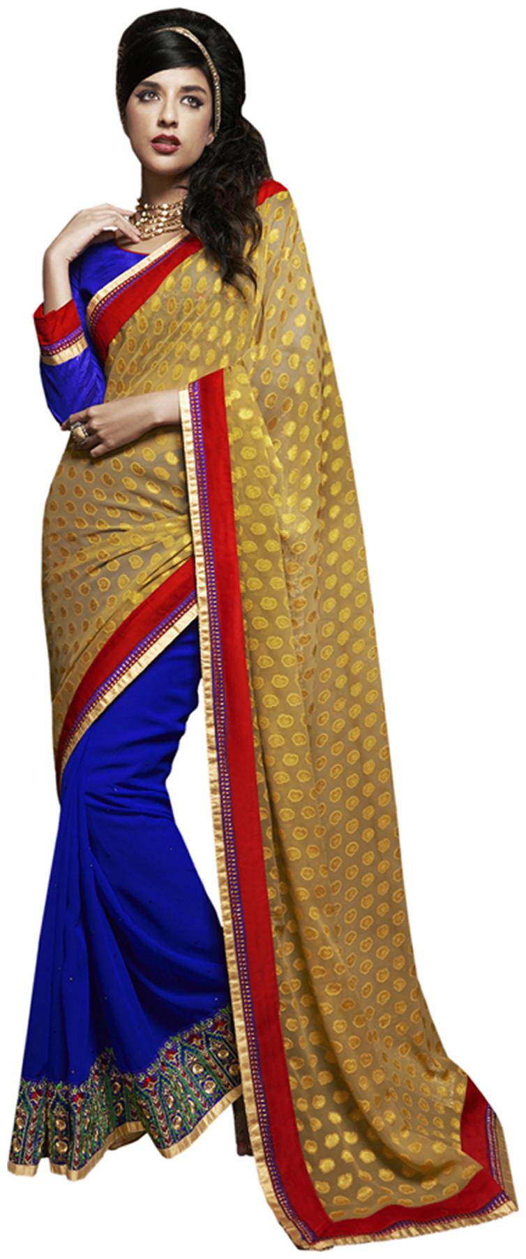 

Touch Trends Blue Georgette Saree