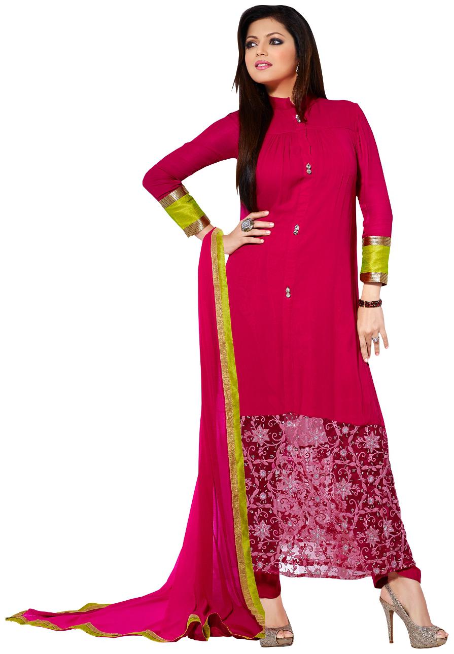

Touch Trends Purple Unstitched Kurta fabric With dupatta Dress Material