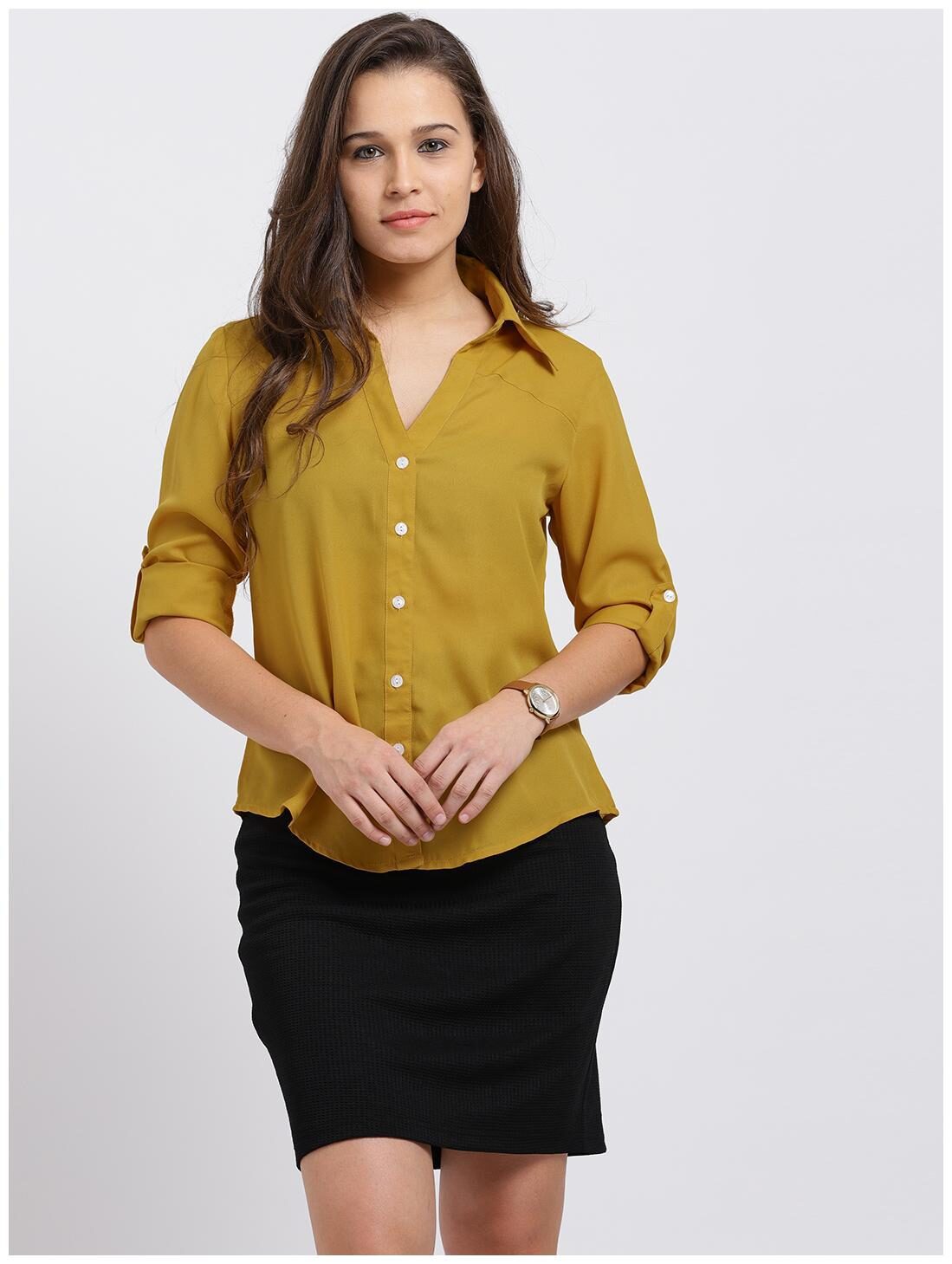 

Trend Arrest Women Yellow Solid Regular Fit Shirt