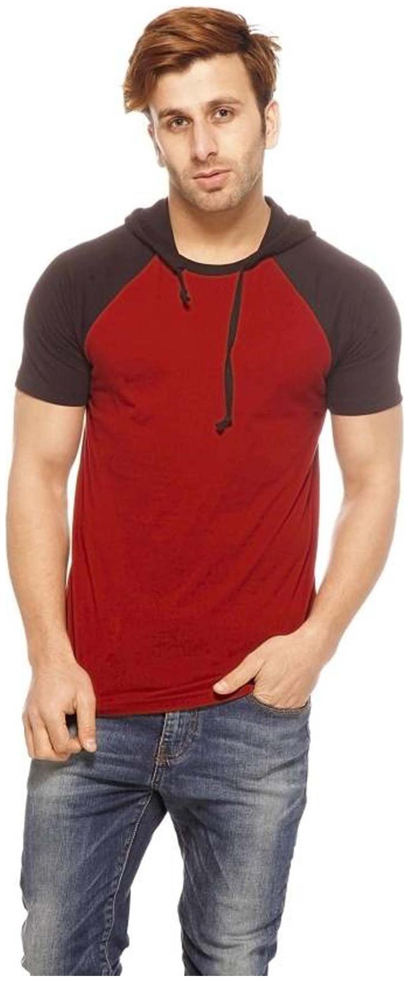 

TREND FULL Men Red Regular fit Cotton Hood T-Shirt - Pack Of 1